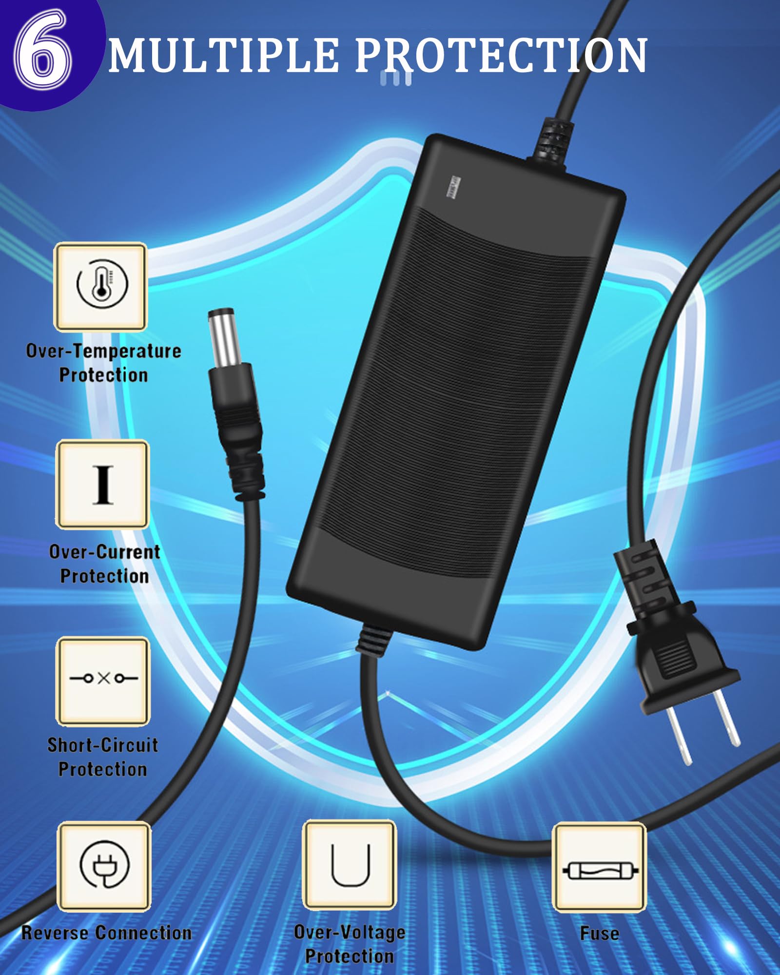 Suptopone 29.4V 2A Fast Battery Charger - Universal Replacement for 25.2V Li-Batteries, 3 Plugs, Black