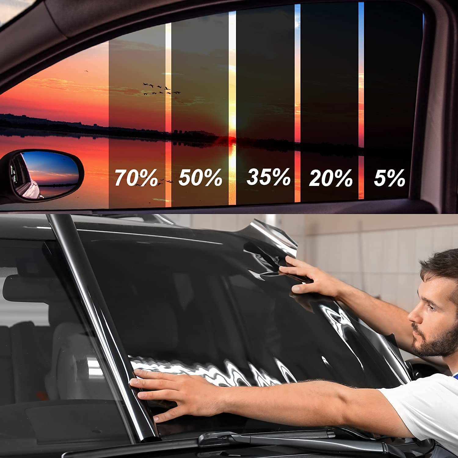 TOYOCO Window Tint Film, Car Window Tint Window Privacy Film, Car Shade Front Windshield, Heat & UV Block and Scratch Resistant,