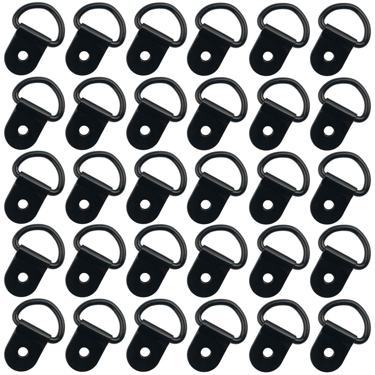 Excelfu 30 Pack Small Steel D-Ring Tie Downs, D Rings Anchor Lashing Ring For Loads On Case Truck Cargo Trailers Rv Boats, Black