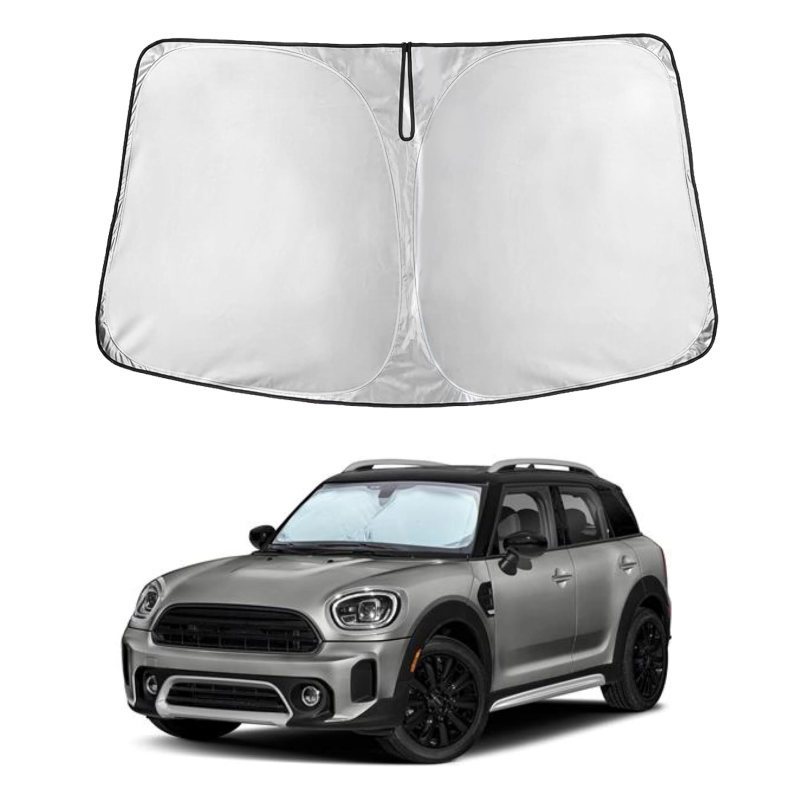 For Mini Cooper & Cooper S Hardtop 4-Door 2014-2024 2025 Front Windshield Sunshade Compatible With -Econour 240T Polyester Folda