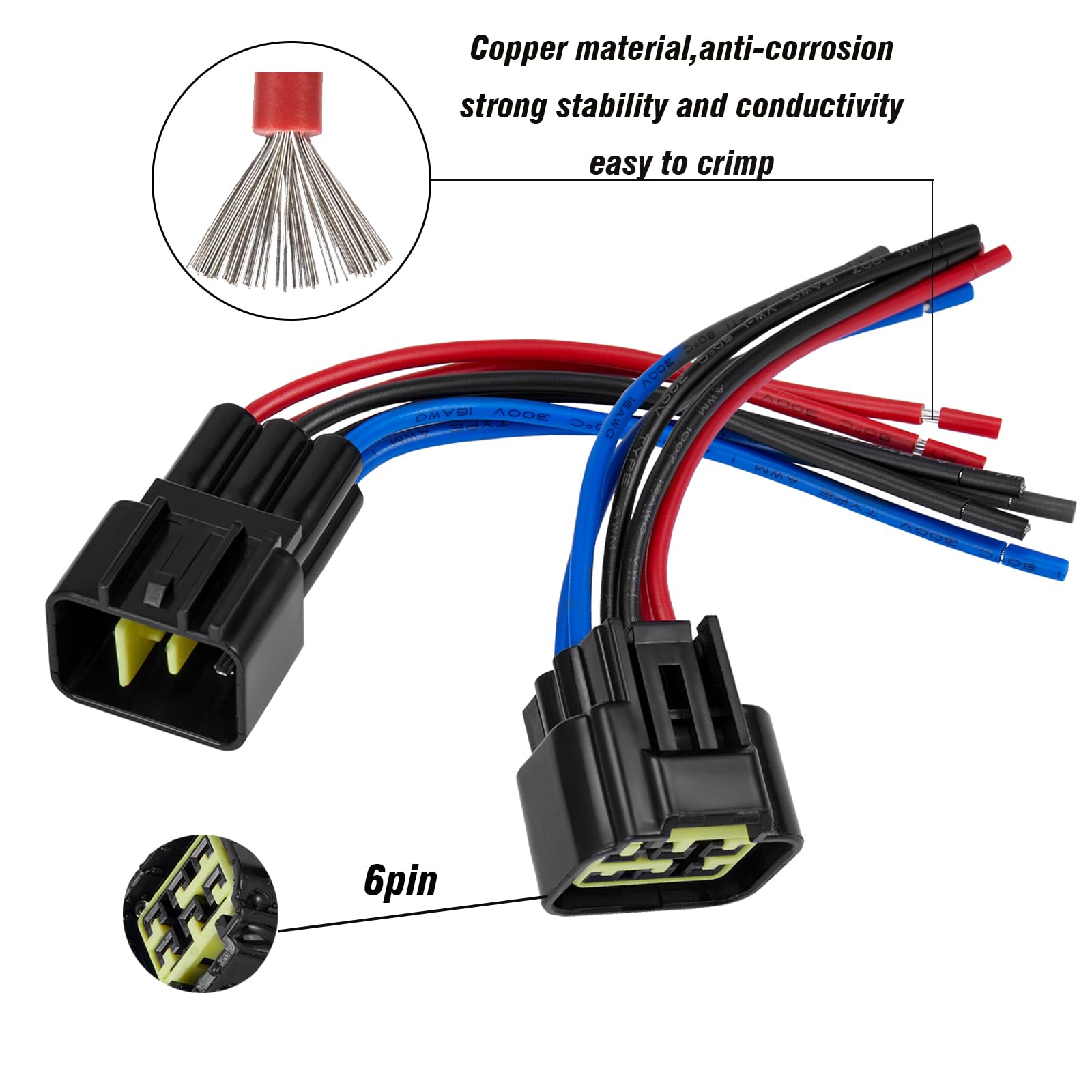Zhofonet 6 Pin Waterproof Connector,Waterproof Electrical Car Auto Wire Connector,16Awg Male Female Quick Disconnect Wire Connec