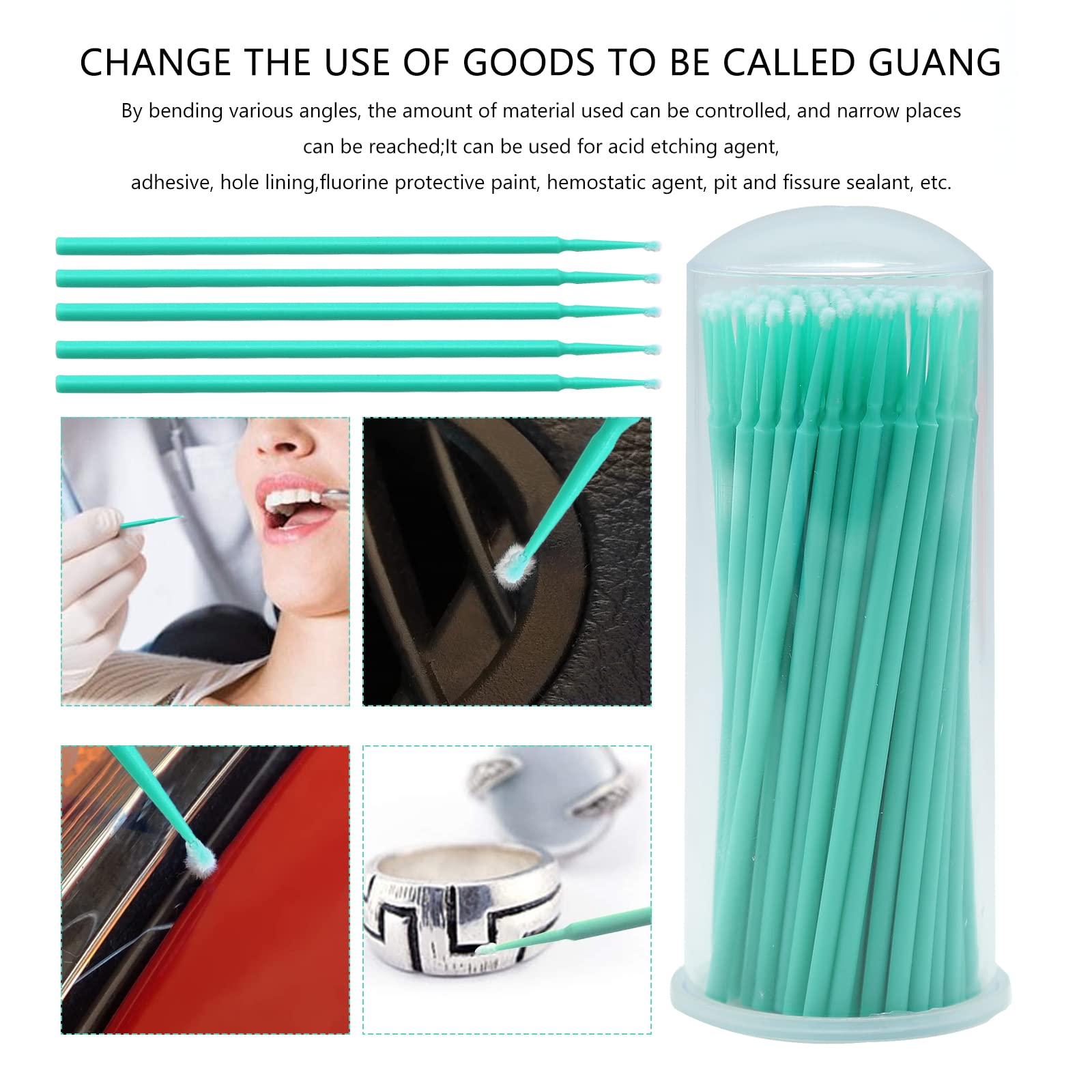 Touch Up Paint Brushes For Automotive Paint Chip Repair Disposable Micro Applicators-100 Pieces Green