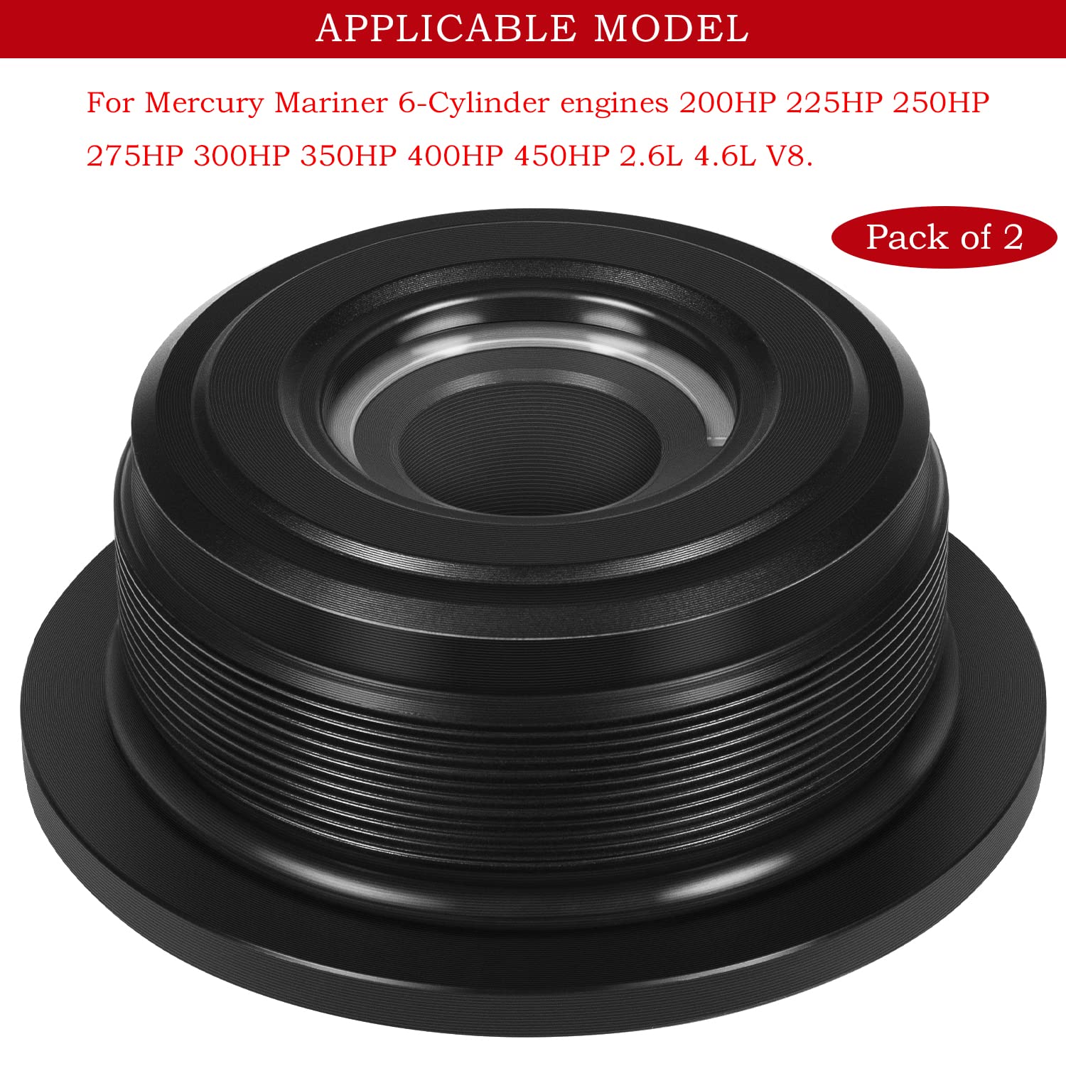 Black Outboard Verado Trim Cap For Mercury Outboard 8M0118299 896157A01 6-Cylinder. 200Hp 225Hp 250Hp 275Hp 300Hp(Pack Of 2)