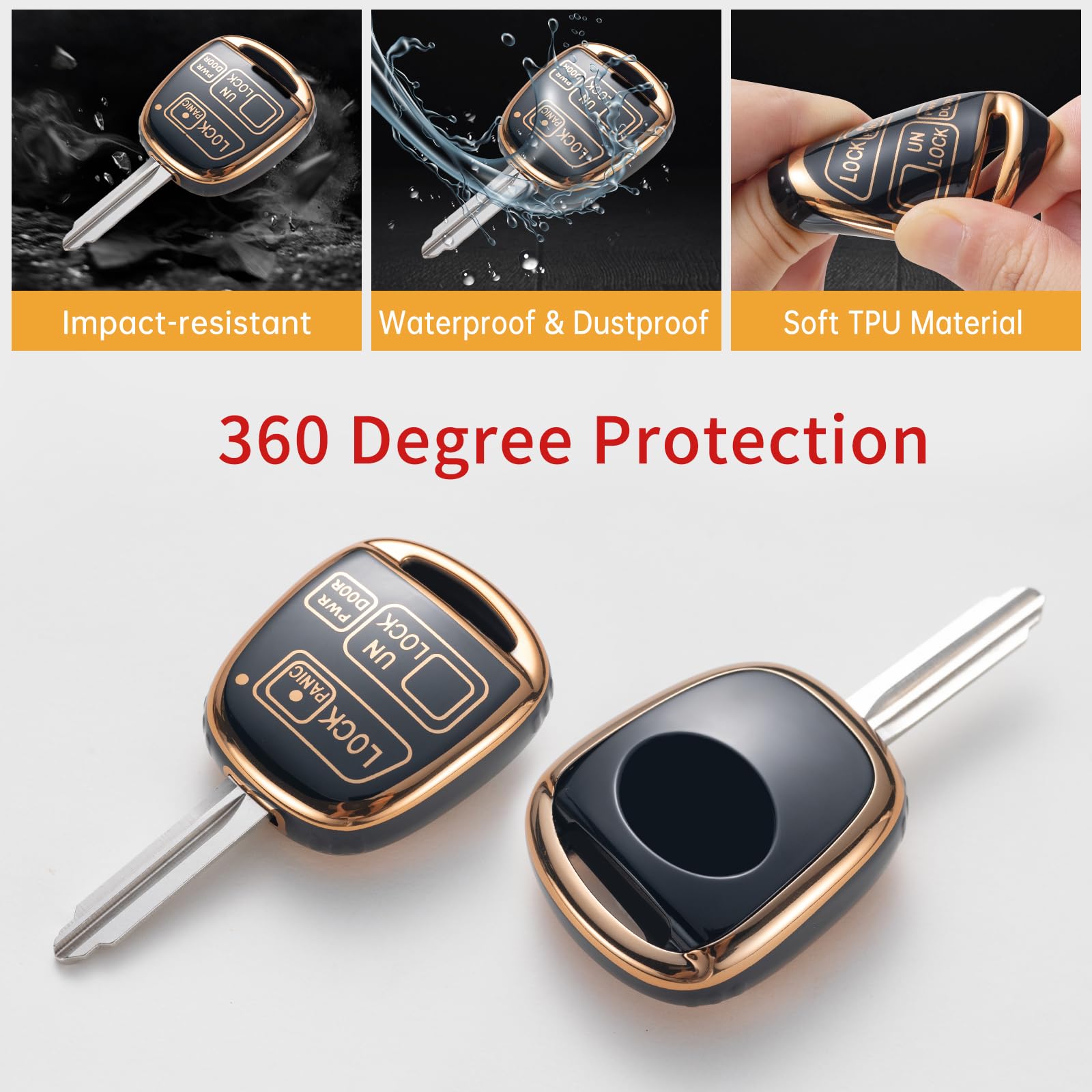 Gematay For Lexus Key Fob Cover With Keychain Lanyard, Soft Tpu Key Fob Protector Shell Compatible With 2000-2006 Lexus Es Gs Is