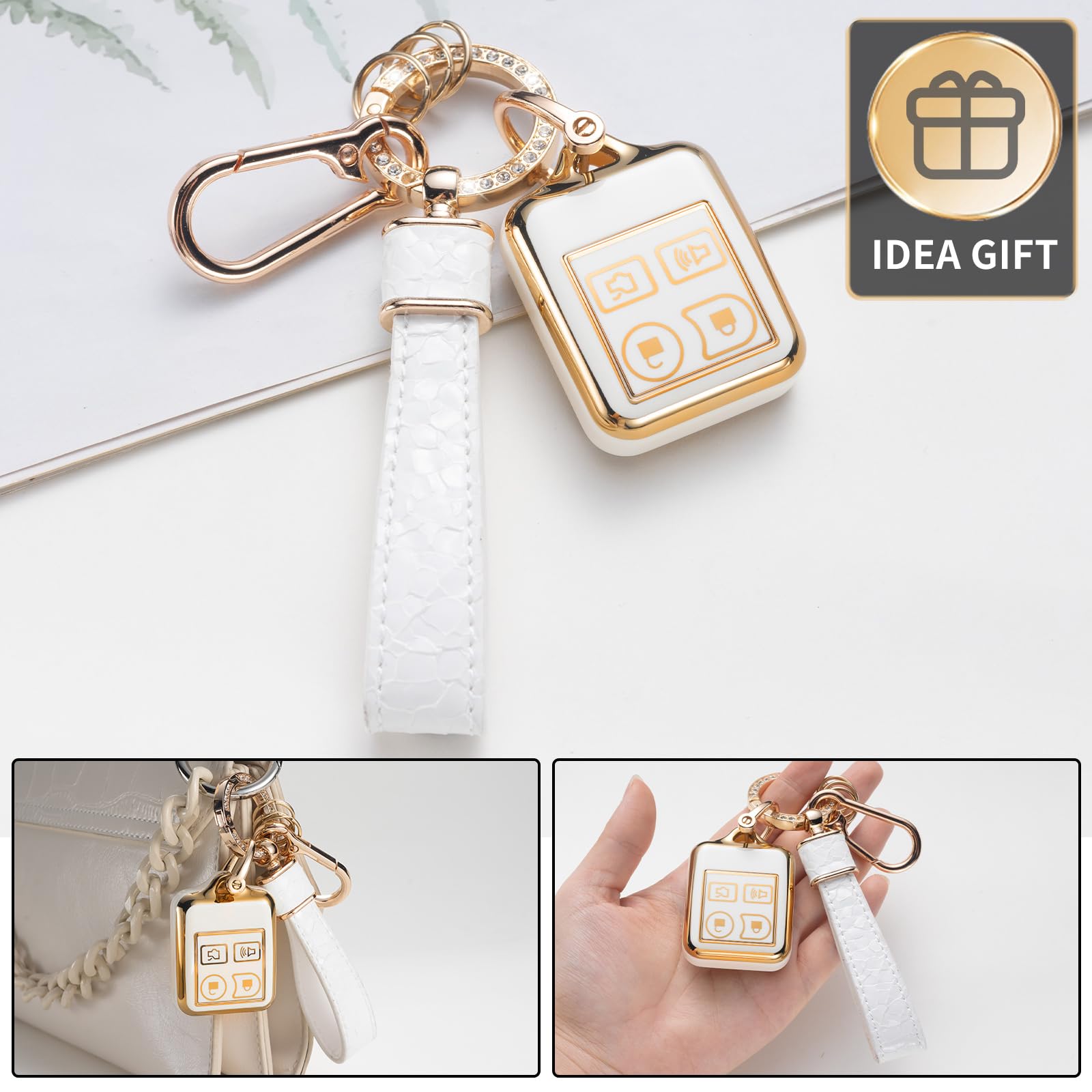 Cacarlike For Ford Key Fob Cover With Ford Keychain, Car Key Fob Case Compatible With Ford Mustang Edge Escape Expedition Explor