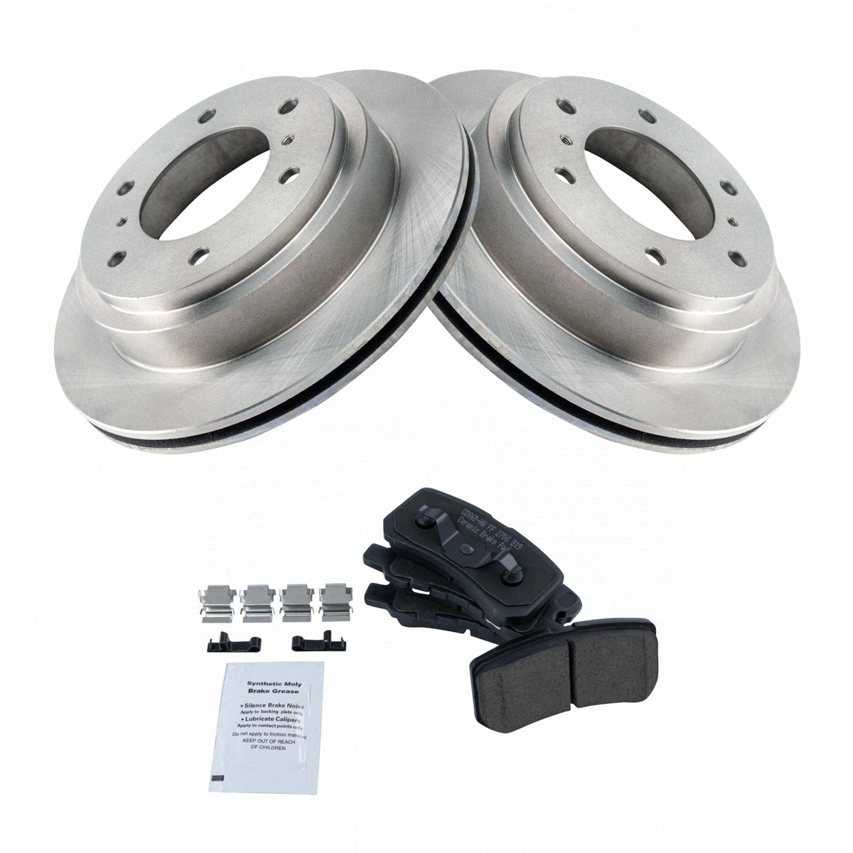 TRQ Rear Brake Pad & Rotor Kit Brake Pads Brake Rotor Ceramic Compatible with 2000-2006 Mitsubishi Montero