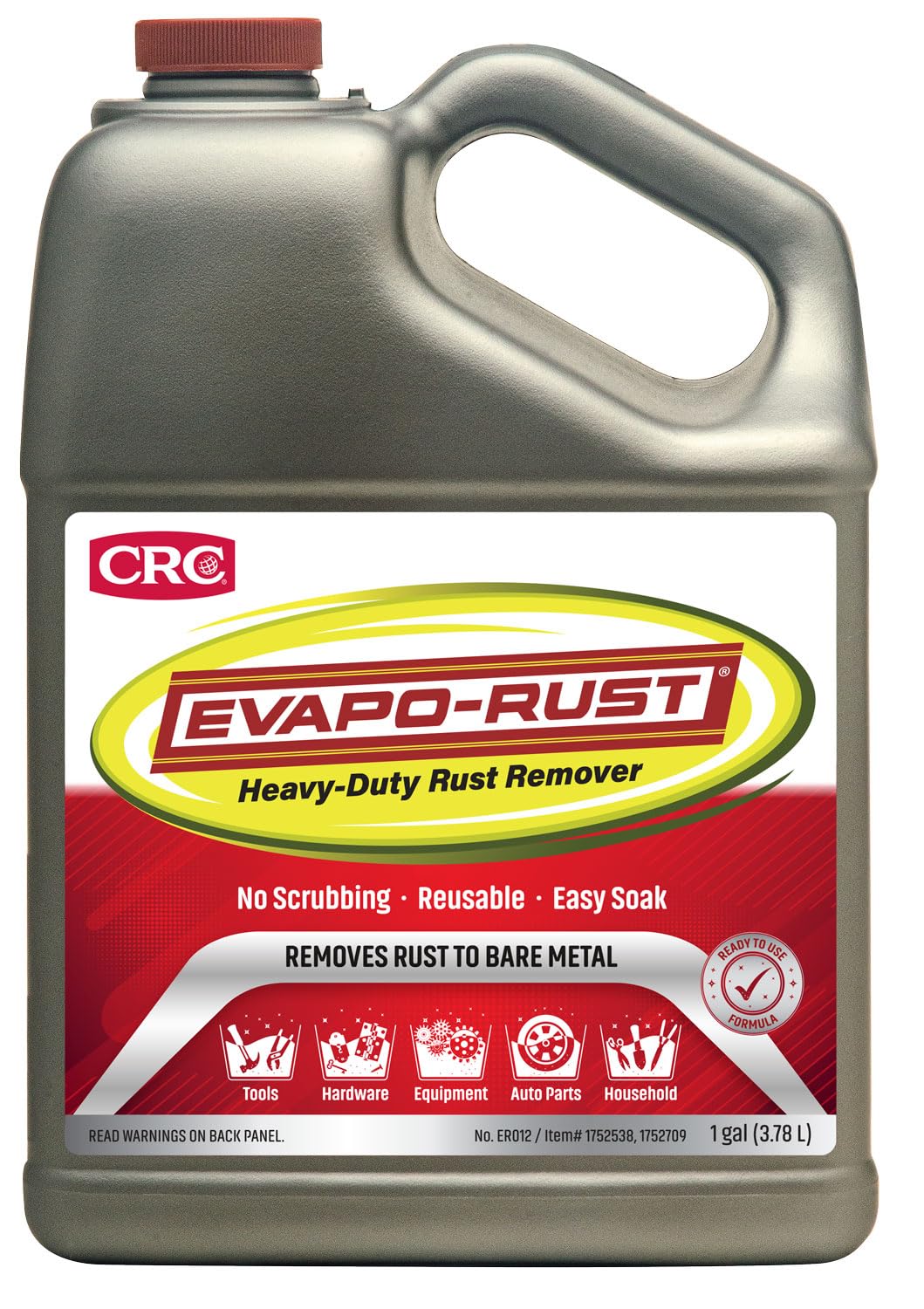 Evapo-Rust ER012 Super Safe Rust Remover – 128 oz., Non Toxic Rust Remover for Auto Parts, Hardware, Antiques | Rust Removers and Chemicals,Gray,1 gallon