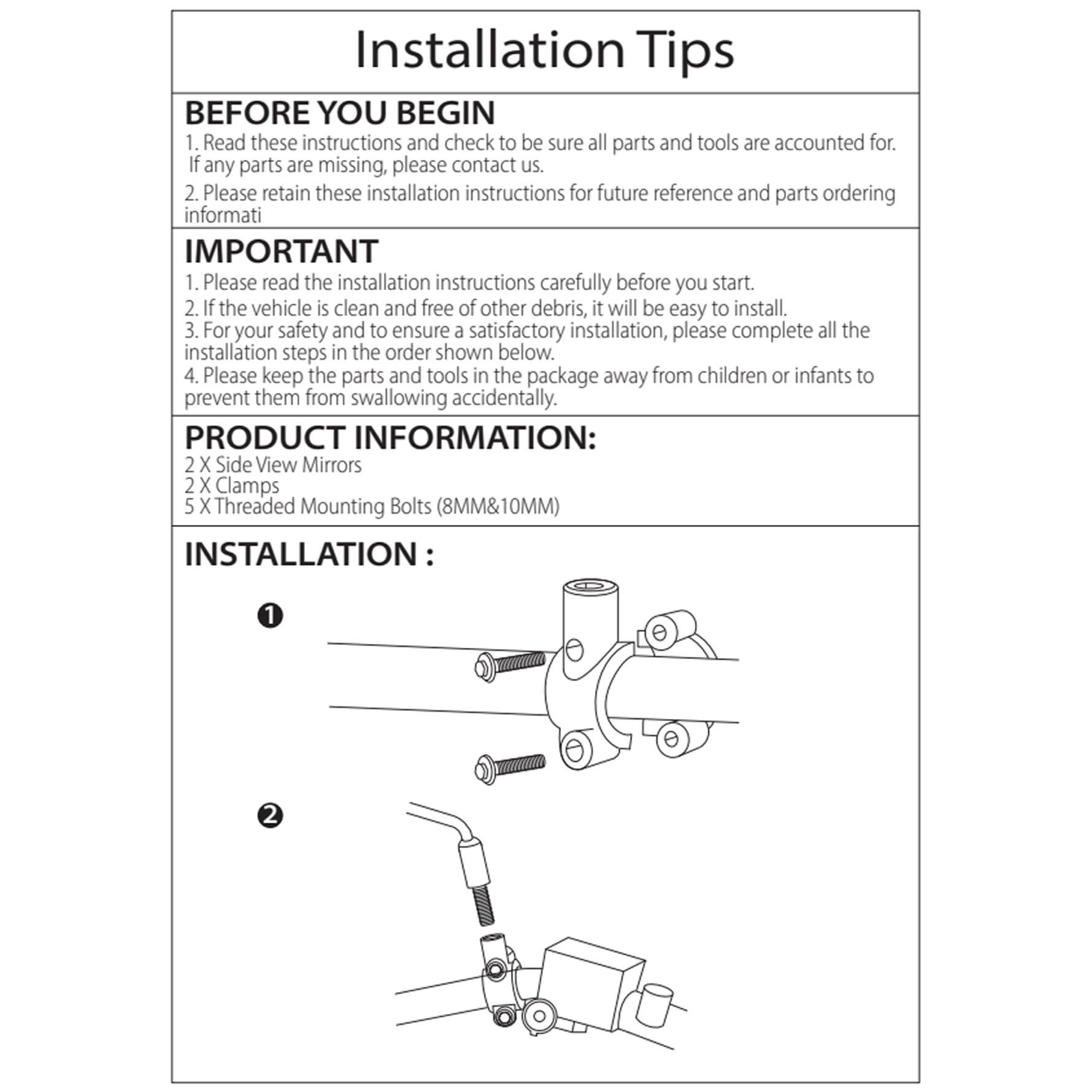 Munirater Atv Rear View Side Mirrors Replacement For Polaris Sportsman 400 450 500 550 570 700 800 850