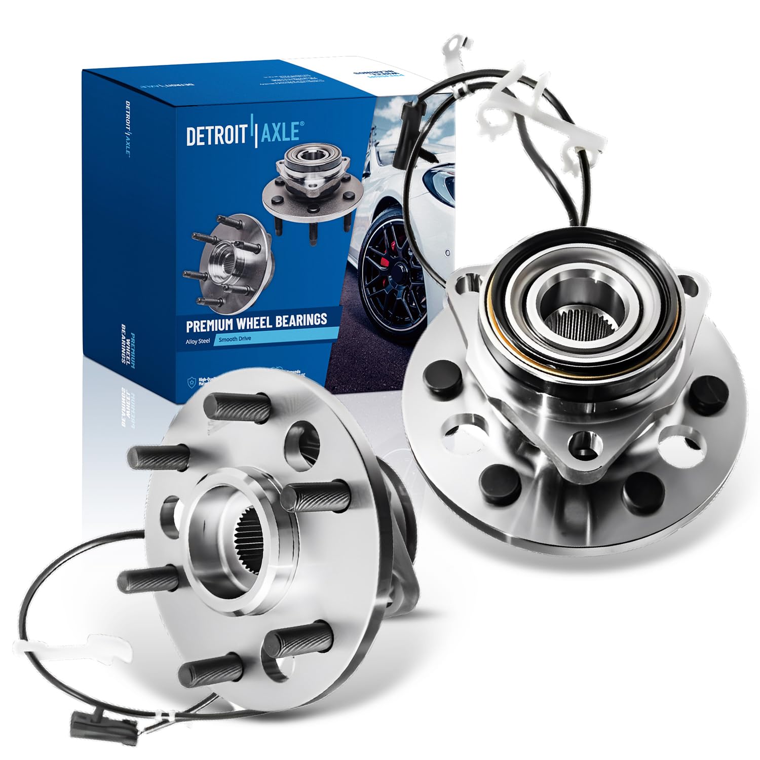 Detroit Axle - 4Wd Front Wheel Bearing Hubs For Chevy Gmc K1500 K2500 Suburban Chevrolet Tahoe Yukon Cadillac Escalade, Replacem