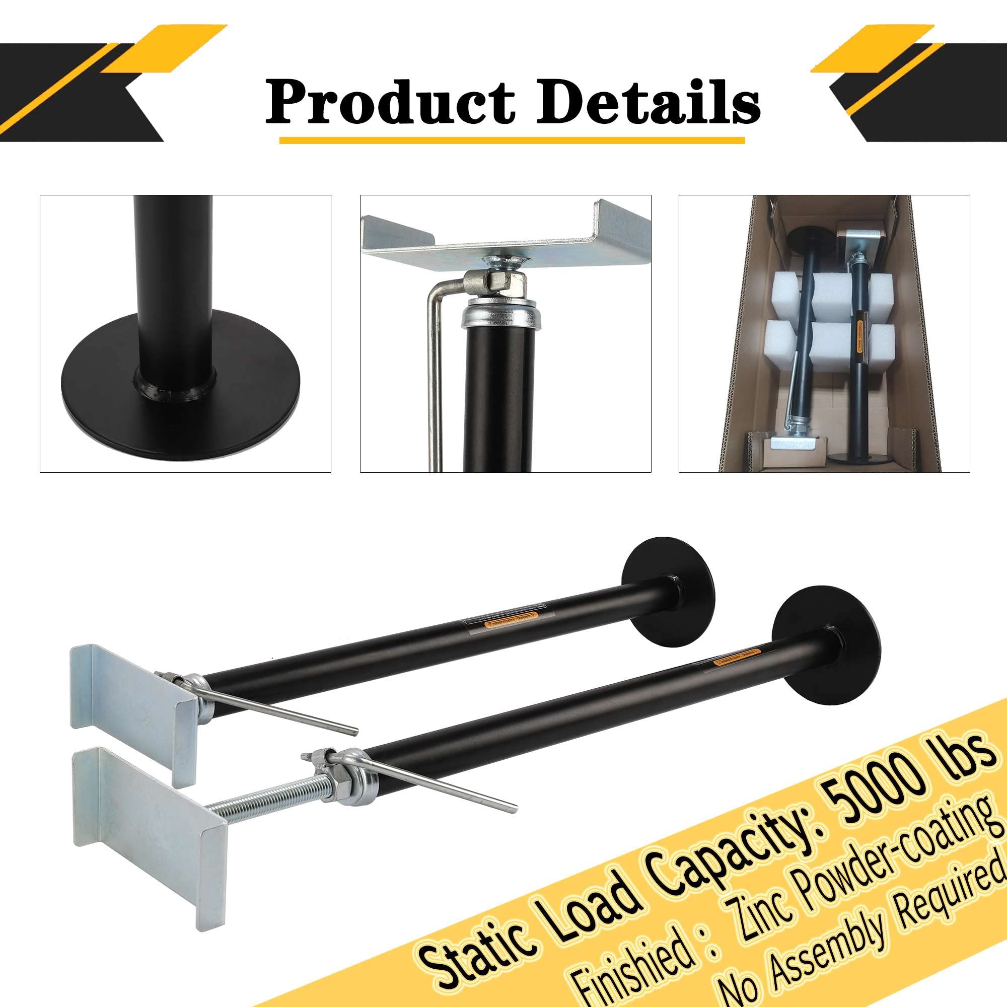 LUSHIH RV Slide Out Support Trailer Stabilizer Jacks, RV Camper Accessories for Travel Trailers - 21.4'' to 40'' - 5000 Lbs Each