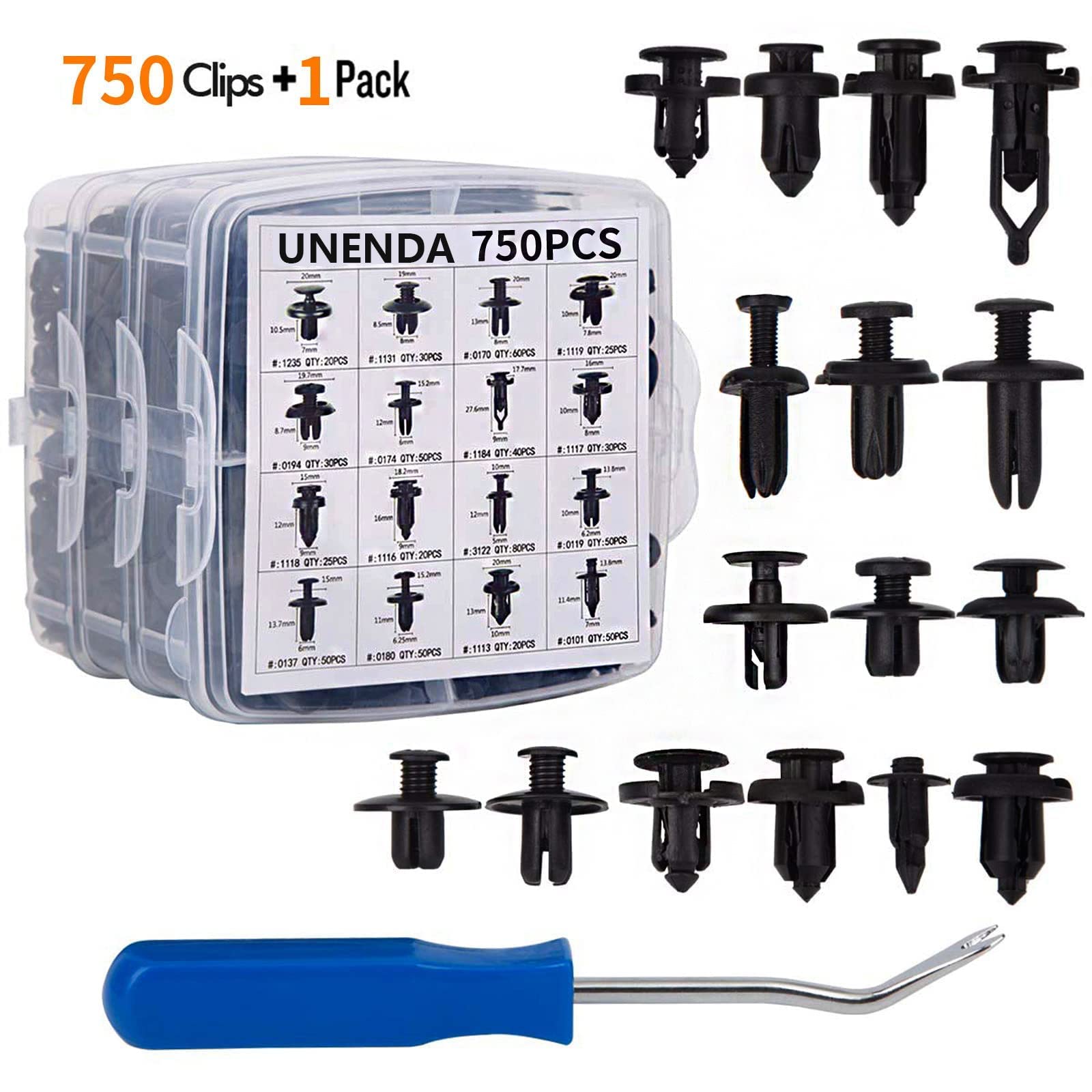 Car Push Retainer Clips 750pcs with 16Most Popular Push Pins for Automotive Parts Sizes Auto Push Pin Screw Clips with Blue Fast