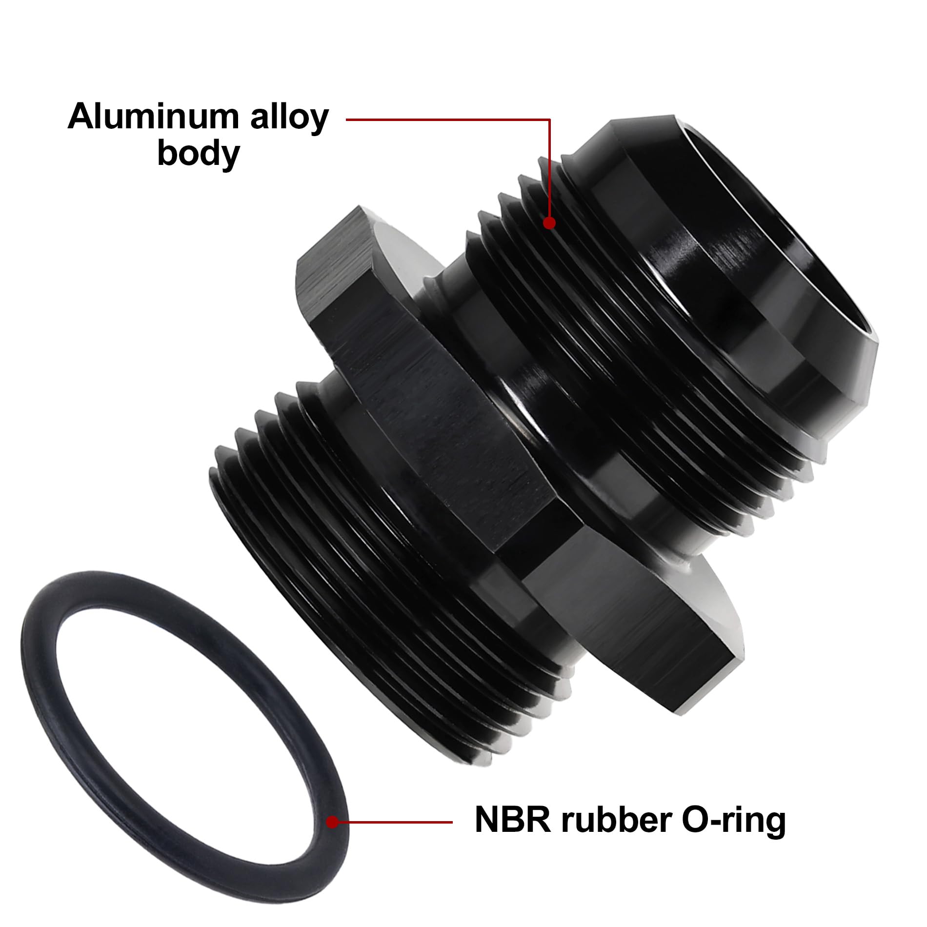 EVIL ENERGY 16AN Flare to 16AN ORB Male Fuel Rail Adapter Fitting Black
