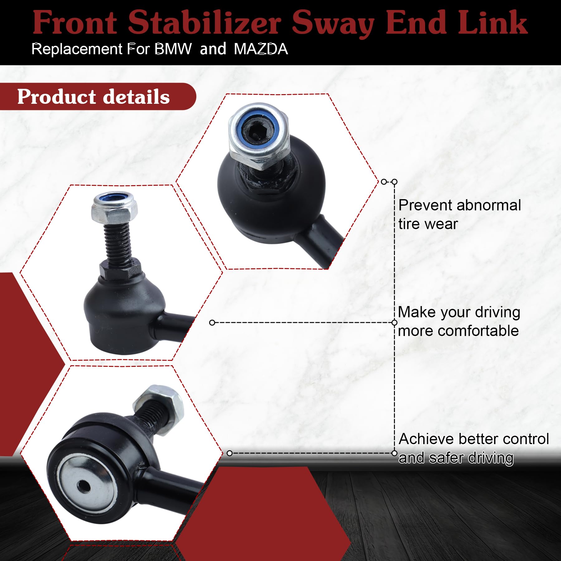 Stiueoav K80252 Sway Bar Link - Front Stabilizer End Link Compatible With 2005-2011 Chevrolet Cobalt Hhr?2004-2010 Chevrolet Mal
