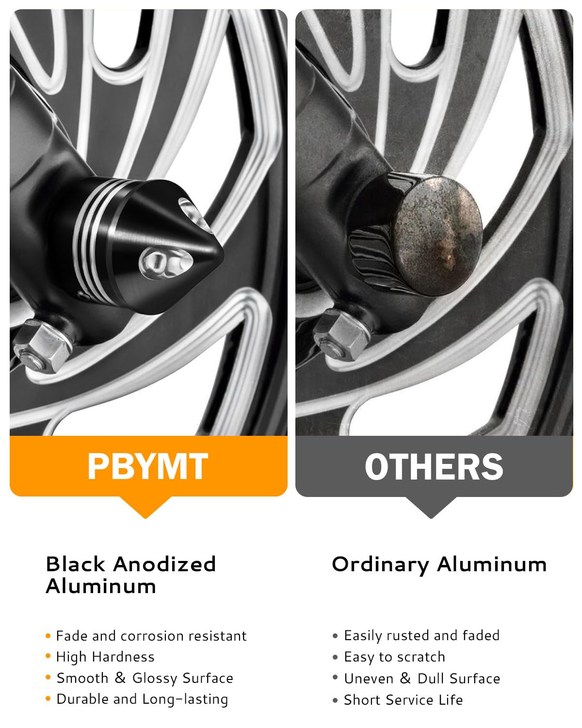 Pbymt Black Front Axle Nut Covers Caps Compatible For Harley Davidson Dyna Softail Touring Road King Electra Street Glide 2008-2023