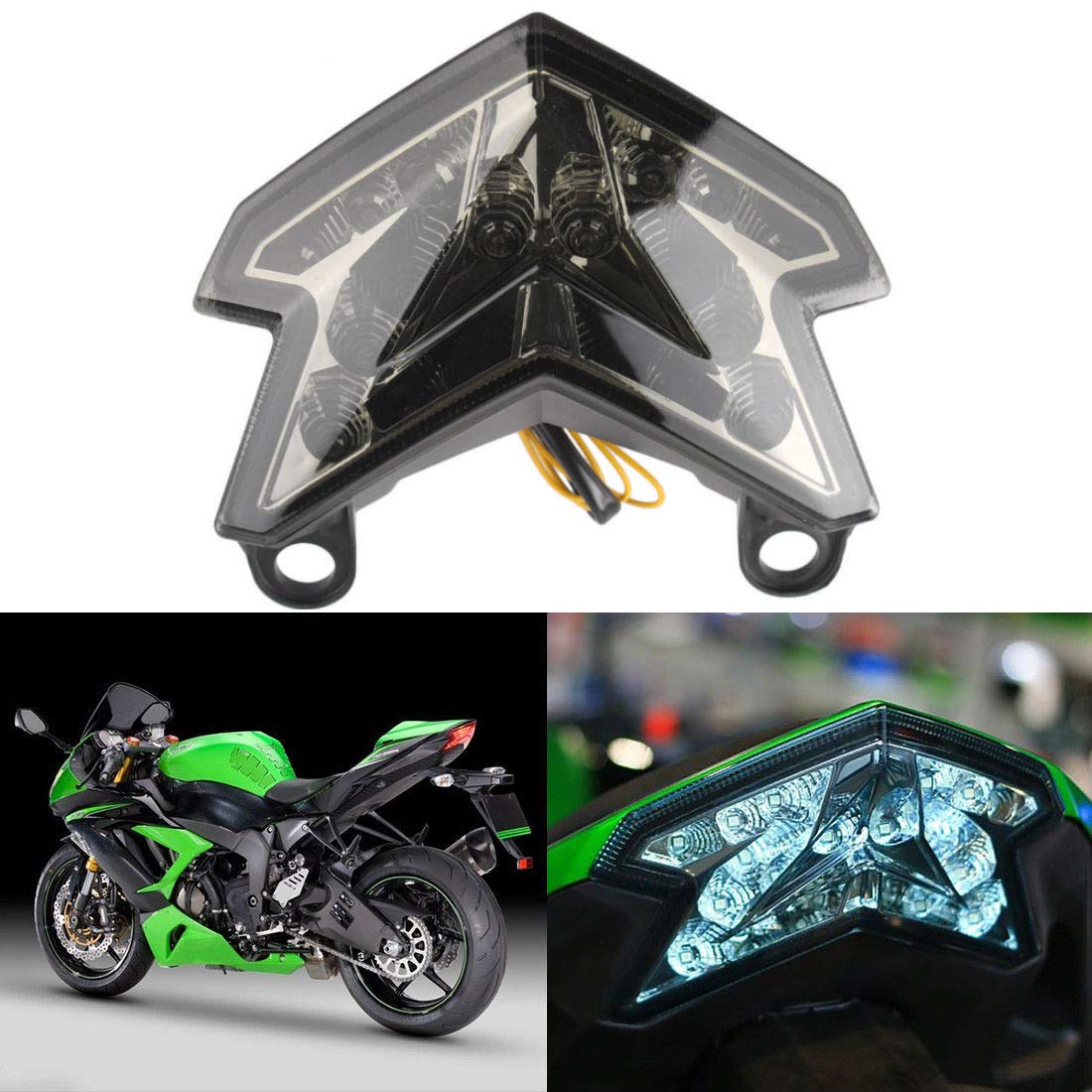 Mzs Motorcycle Tail Light, Led Turn Signal Blinker Integrated Smoke Compatible With Zx6R Zx-6R 2013-2018 | Z125 Pro 2017-2024 | Z800 2013-2017