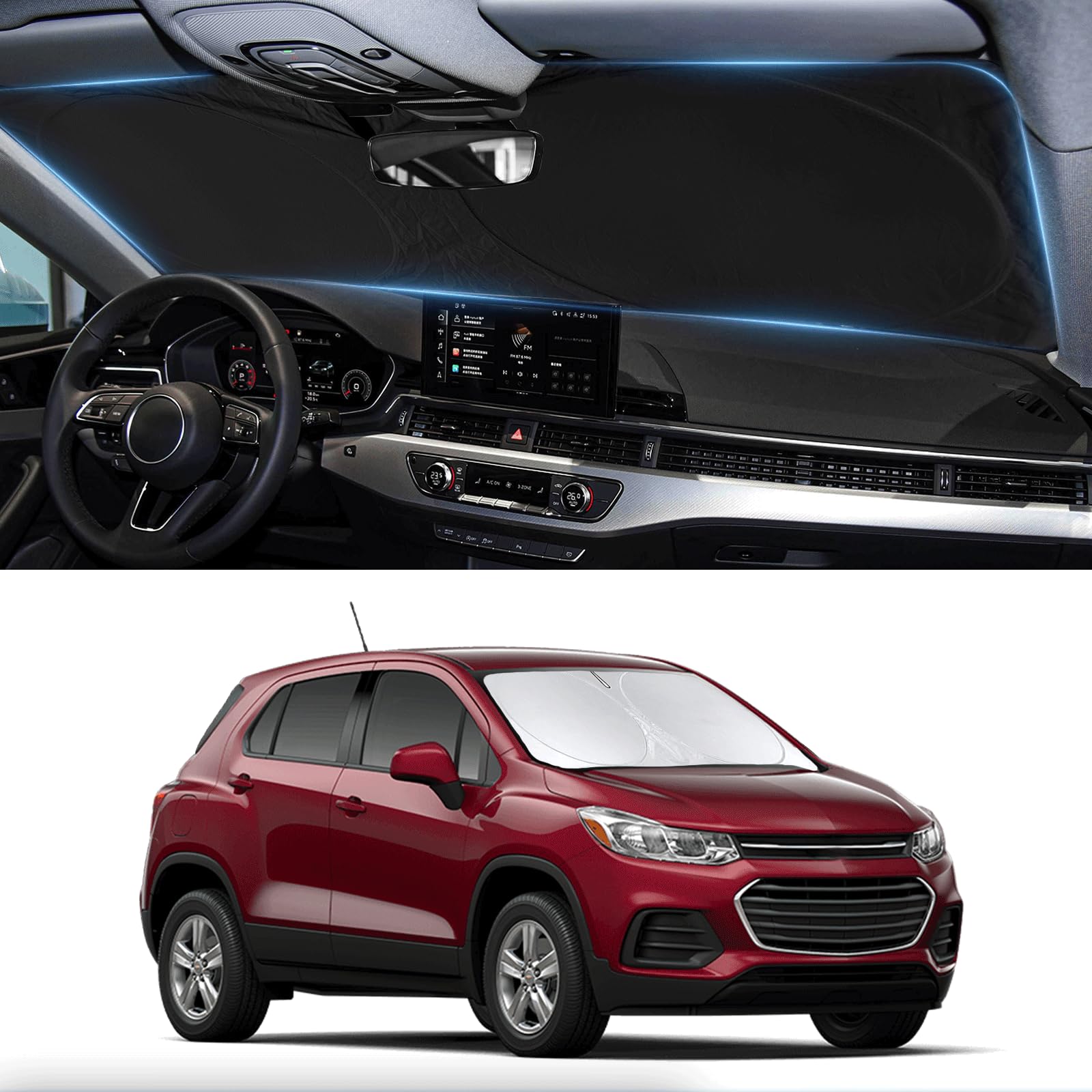 Sunshade For Trax Windshield Sun Shade For 2013-2023 2024 2025 Chevy Chevrolet Trax Ls/1Rs/Lt/2Rs/Activ Suv Accessories, Front W