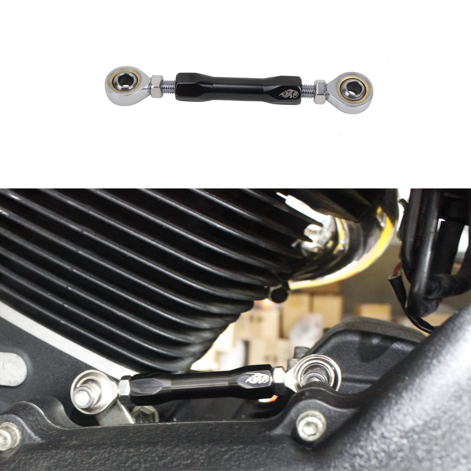 Power James Titanium Black Plated Cnc Cut Shifter Mid Control Shift Lever Linkage Rod For Harley Davidson 84-2017 Dyna, 18-Later Street Bob, Softail Standard Fxlr/Fxlrs/Fxlrst/Fxrst