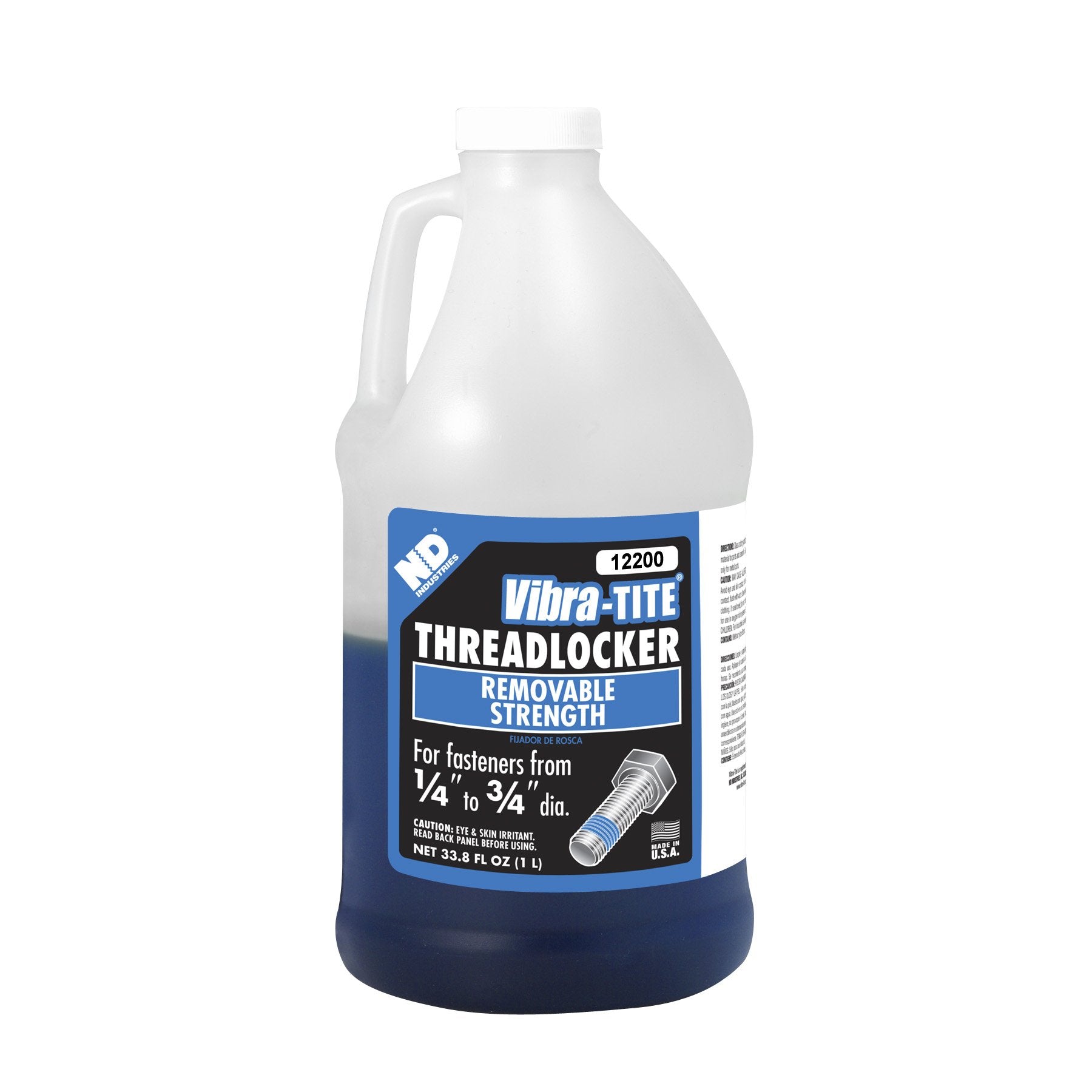 Vibra-Tite 122 Oil Tolerant Removable Anaerobic Threadlocker, 1 Liter Jug, Blue