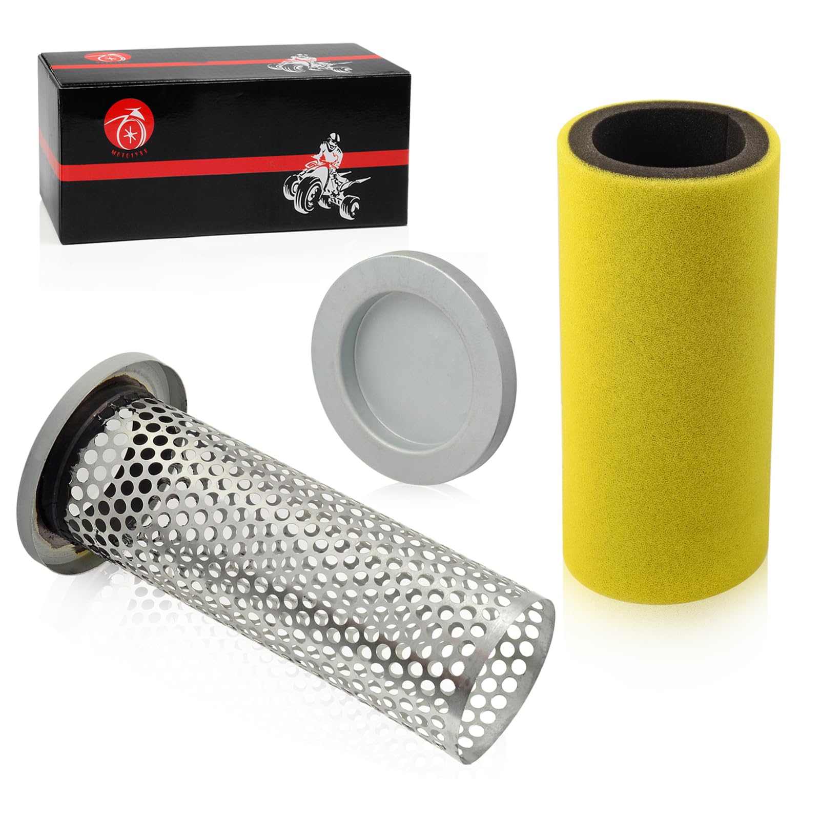 Air Filter & Guide Cage Cap Kit Compatible With Yamaha Rhino 450 660 Yxr450 Yxr660 2004-2009