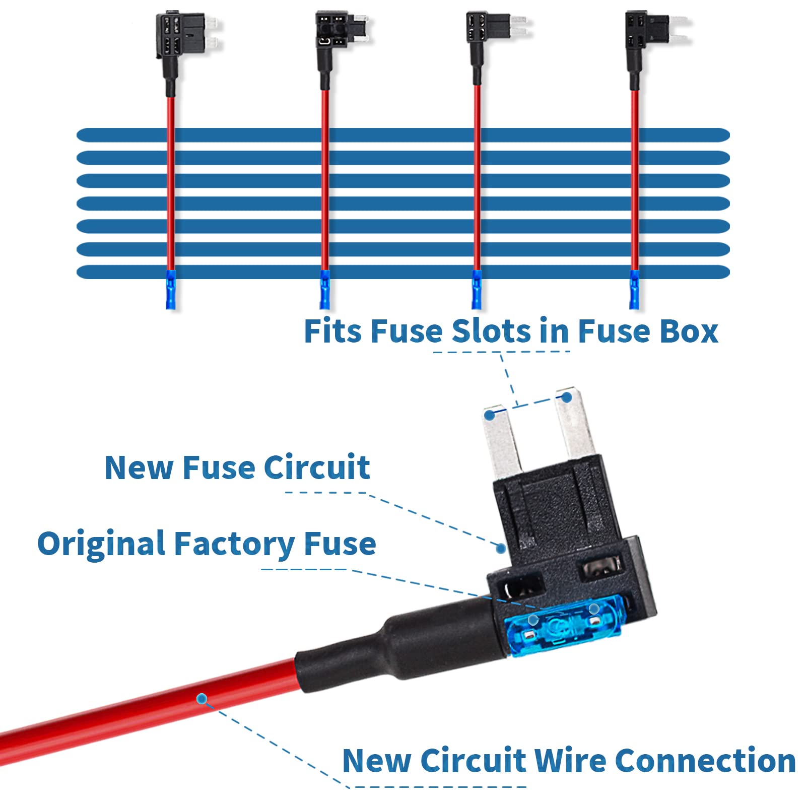 Murealy Add-A-Circuit Fuse Tap Adapter 4 Types 12V And Fuse Kit 15Amp, Fuse Tap With Micro2 Mini Standard And Low Profile, Auto