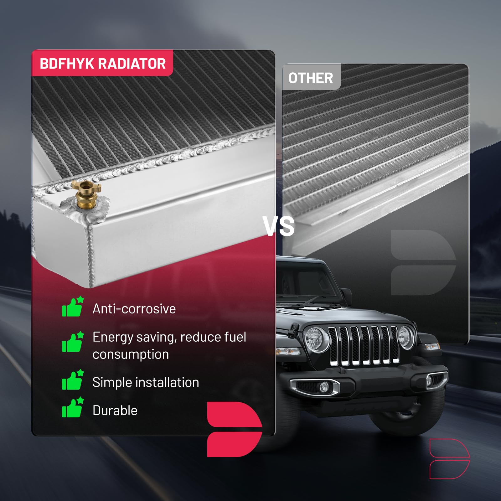 BDFHYK 3ROW-56MM RA-CHEVYT63-3 Aluminum Radiator Compatible with for 1963-1966 ChevroLet C10 Pickup/C20/C30/K10/K20,1964-1966 OL