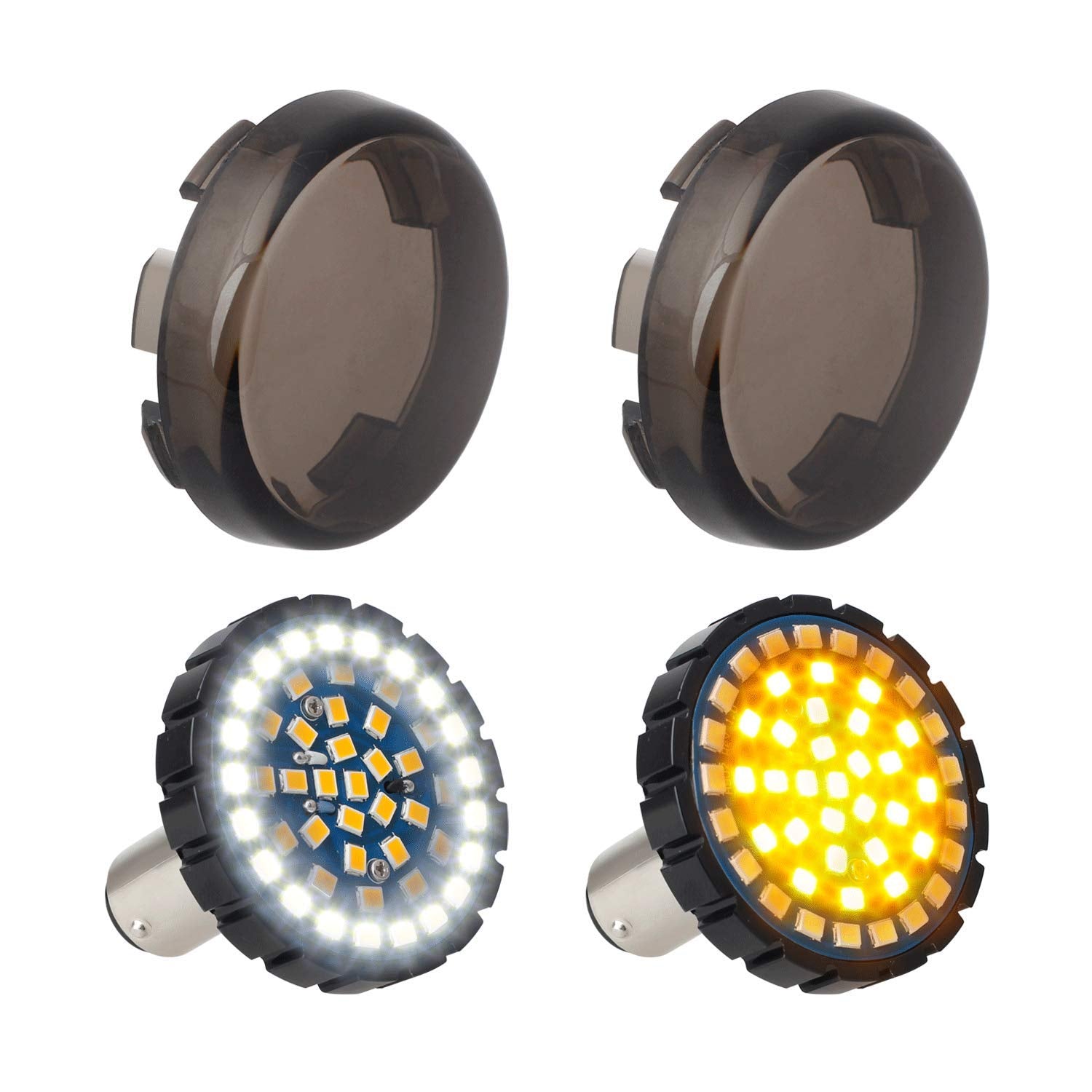 NTHREEAUTO 2'' Bullet 1157 LED Turn Signal Light, Motorcycle Running Light, Switchback Front Bulbs Compatible with Harley Street