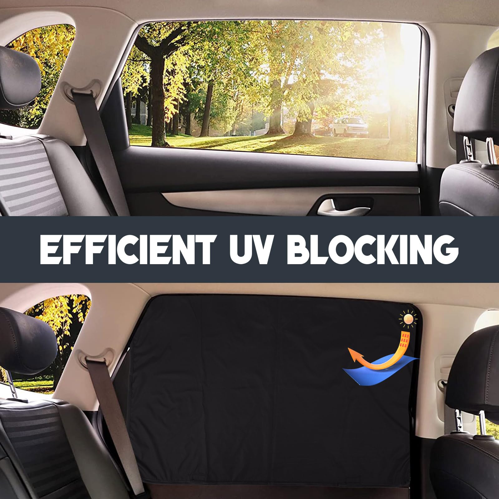 ZATOOTO Car Window Shades - 2 Pcs Black Silk Side Front Protection Covers - Magnetic Privacy Sun Shades Curtain Keeps Cooler for Baby Kids Sleeping