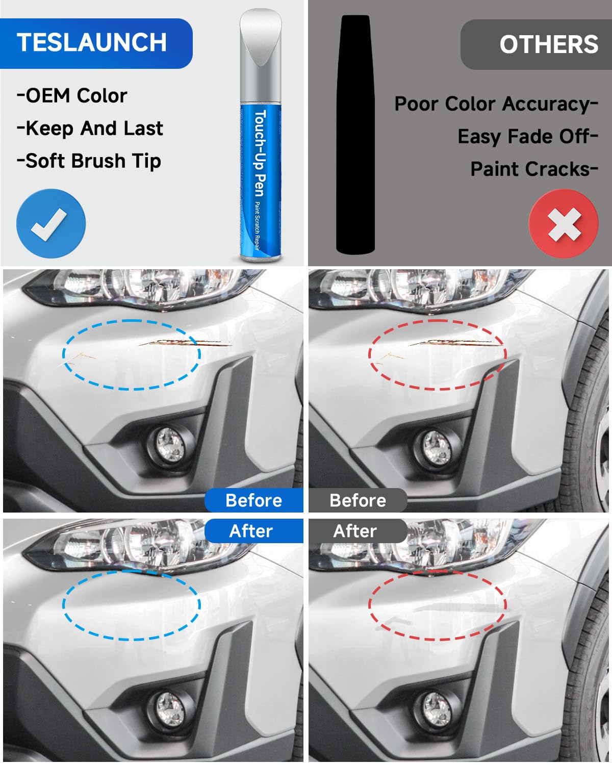 K1X Crystal White Pearl Tricoat Compatible with Subaru Exact Match Touch Up Paint Car Scratch Repair