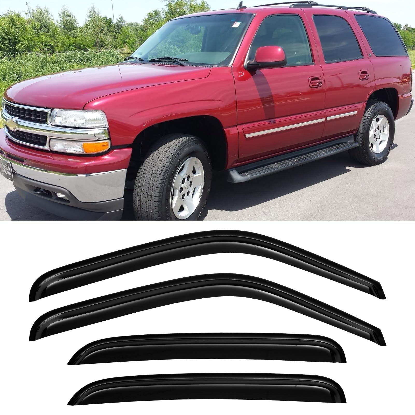 Cxdar Window Rain Guards Visors For 2000-2006 Chevy Tahoe, Window Vent Wind Shades Deflectors For 00-06 Gmc Yukon