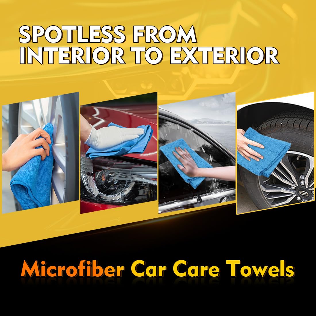 Homexcel Blue Shop Towels 100 Pack, Reusable Microfiber Towels For Cars, Bulk Multipurpose Microfiber Cleaning Cloths, Lint Free