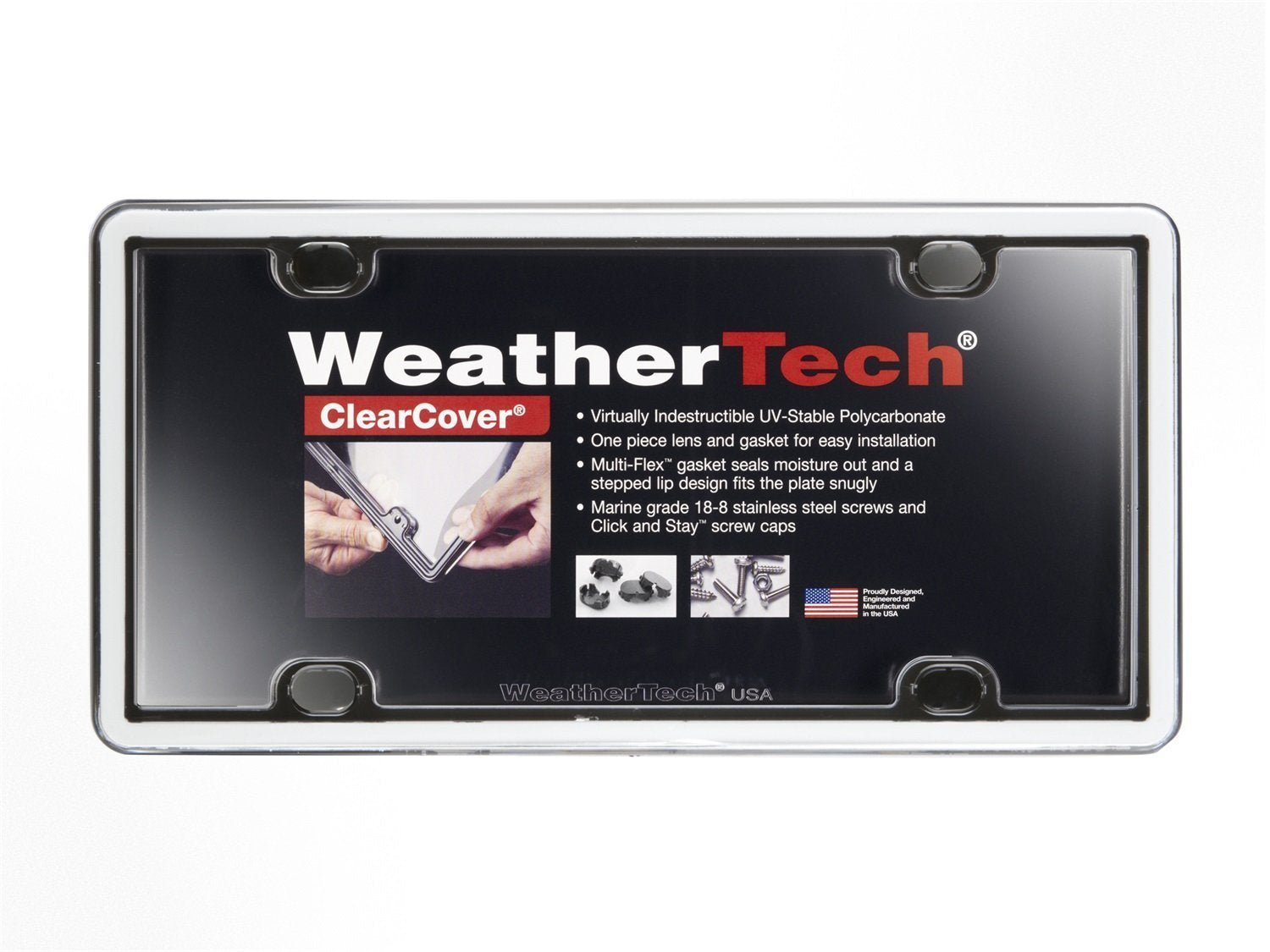 Weathertech Clearcover License Plate Cover And Frame, White/Black