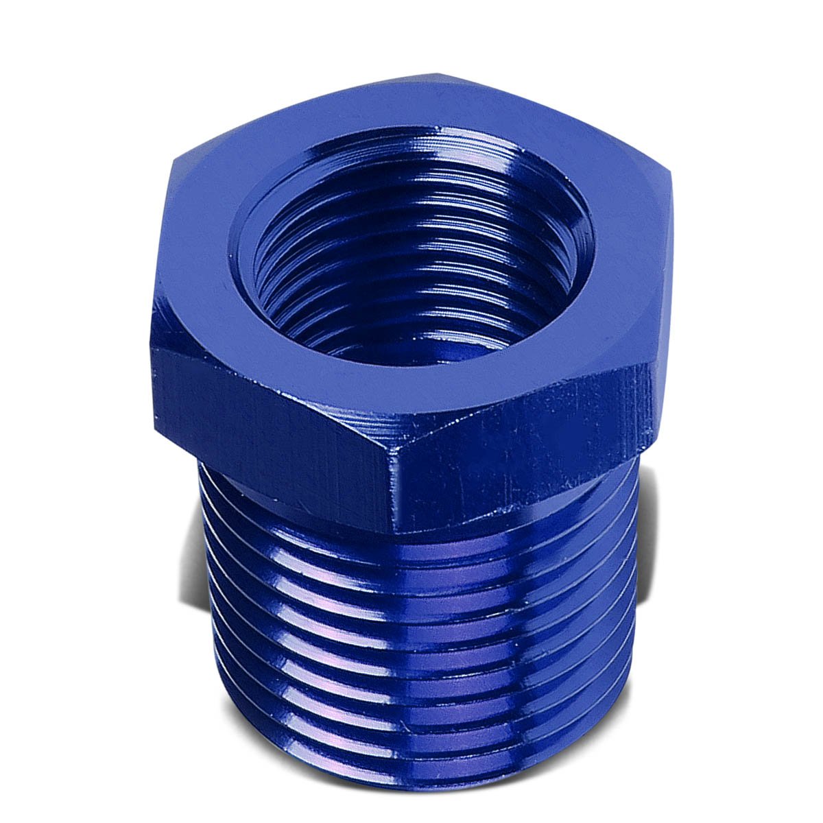 1/2 Inches Male To 3/8 Inches Female Anodized Npt Piping Thread Reducer Adapter Fitting (Blue)