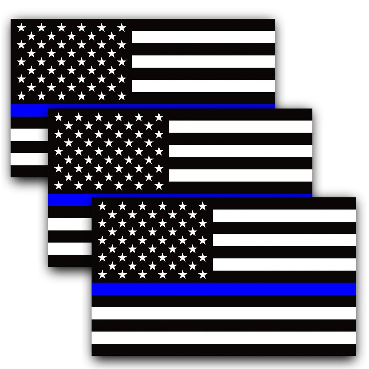 Anley 5 X 3 Inch Thin Blue Line Us Flag Decal - Black White And Blue Reflective Stripe American Flag Car Stickers - Support Poli
