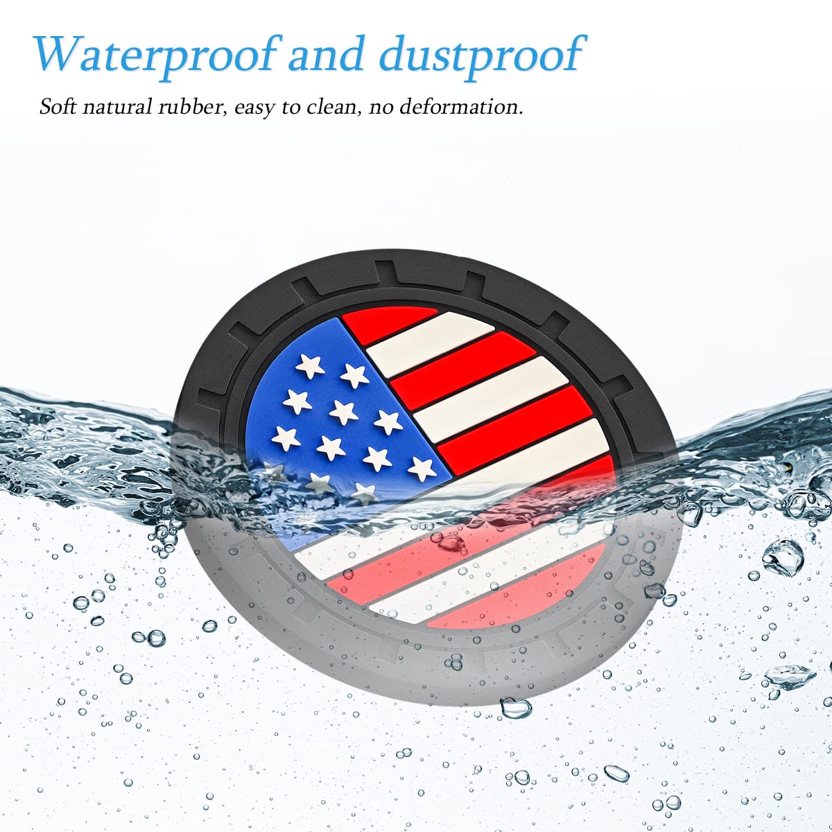Auceli 4 Pack Car Cup Holder Coasters, Colored American Flag Us Flag Insert Car Cup Coaster, 2.75 Inch Anti Slip Shockproof Embe