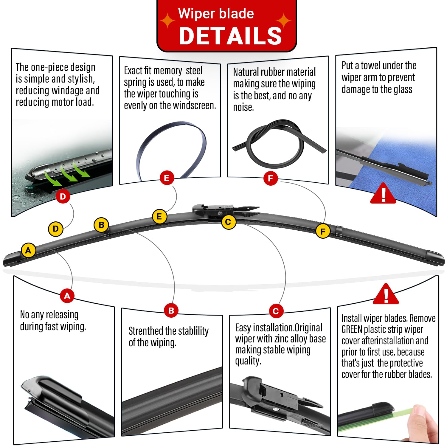 Raintok Windshield Wiper Blades Replacement For Ford Escape 2020 2021 2022 2023 Original Factory Quality Front Rear Wipers Blade