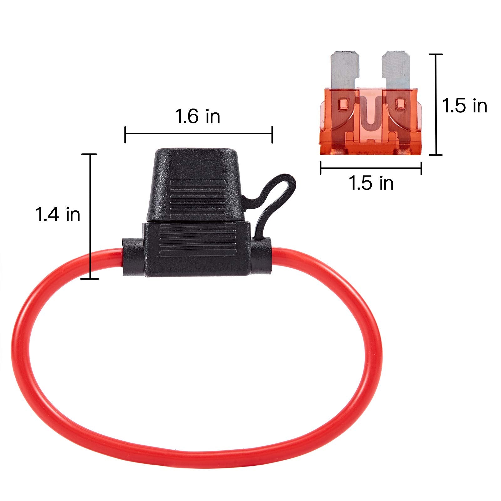 Febrytold 10 Gauge Inline Fuse Holder - 2 Pack Fuse Holder Waterproof Pigtail Fuse Relay With 2 Pack 30Amp Blade Fuse & 2 Pack 40Amp Blade Fuse For Car Truck Boat Motorcycle