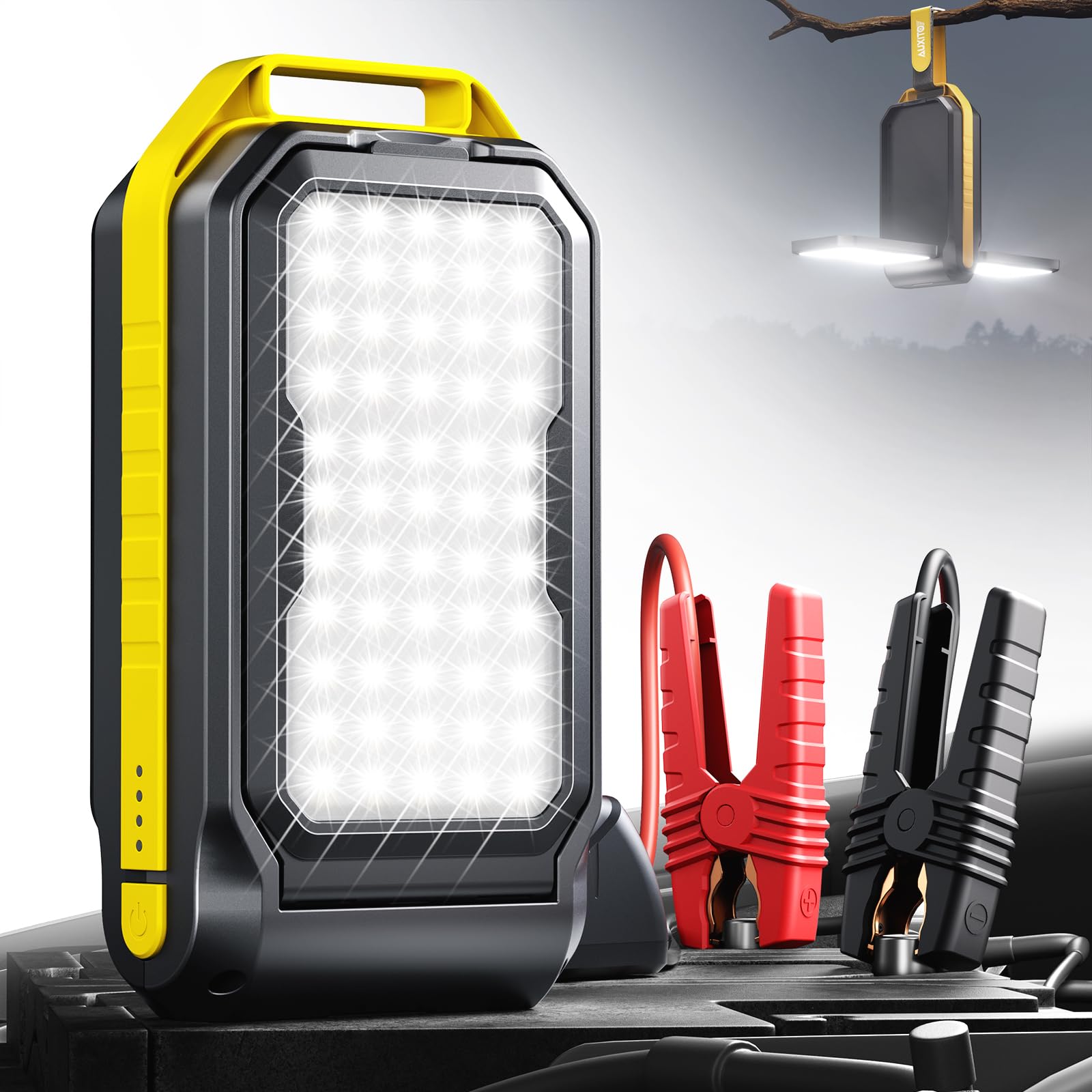 Auxito Jump Starter: 6000A Car Portable-Battery Jumper Box With 4000Lm Led Outdoor Camping Light And Power Bank Function, Up To