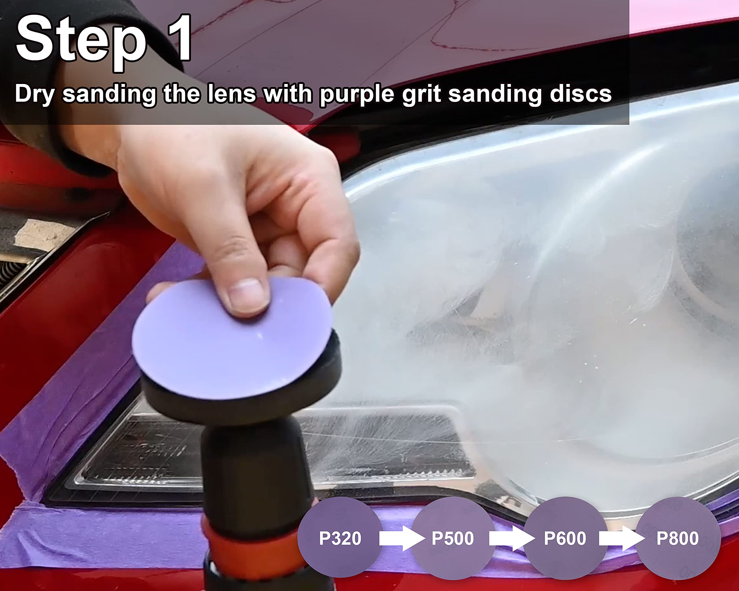 Platinumedge Car Headlight Restoration Kit, 30 Piece Headlight Renewal Kit, 3-Inch Car Headlights Polishing Sanding Discs Kit, H