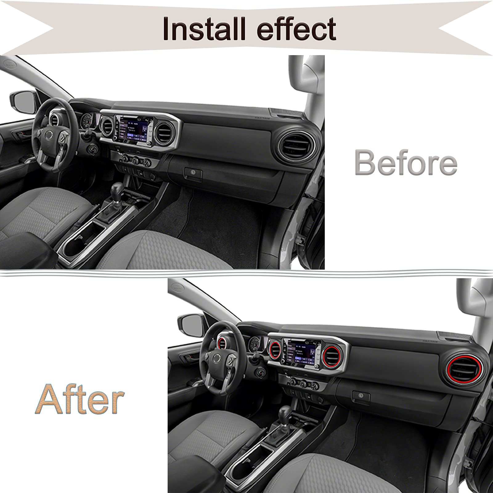 Jdmcar Compatible With Toyota Tacoma Accessories 2016-2022 2023 Premium Aluminum Alloy A/C Vent Ring Inner Trim Decoration Cover