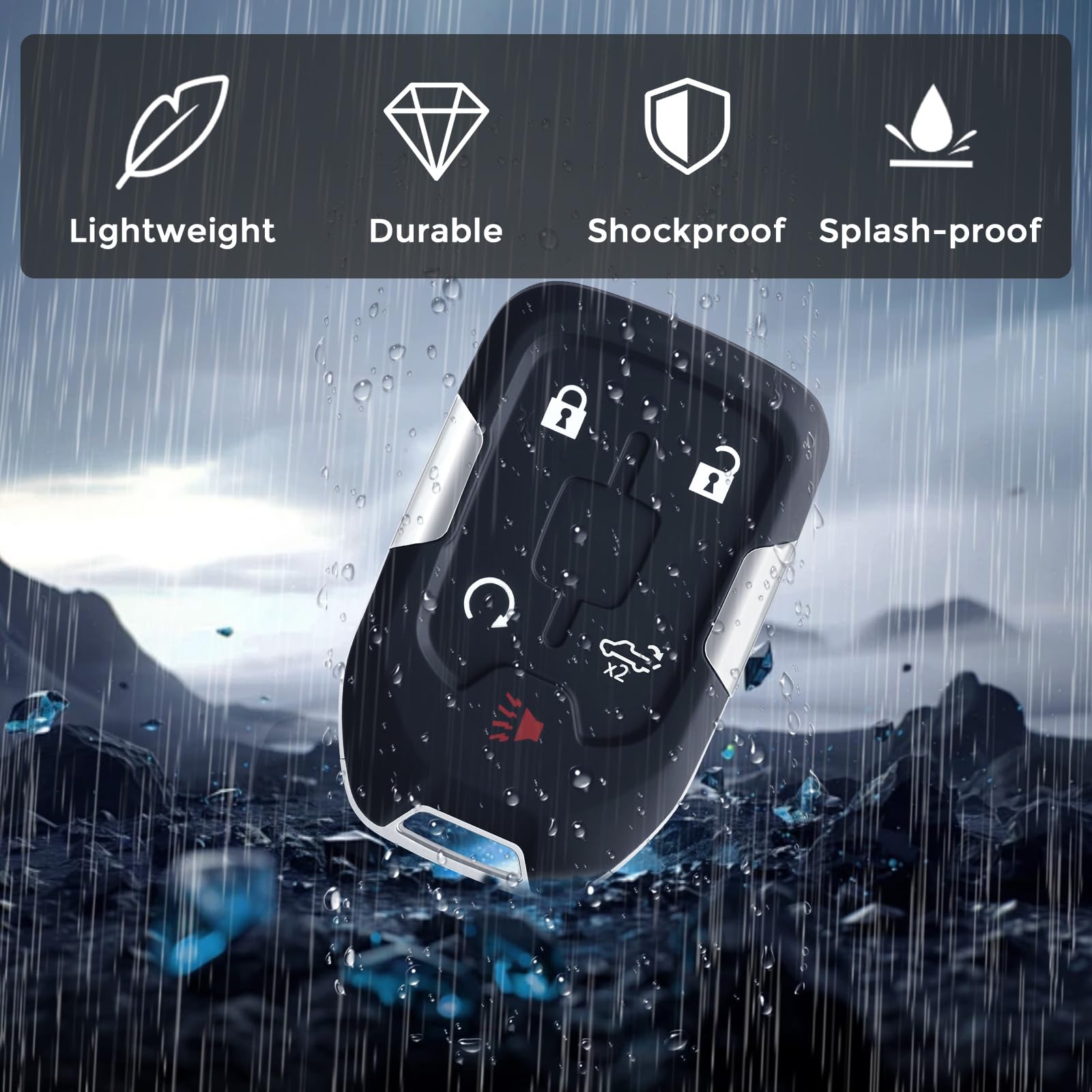 Helloauto Key Fob Cover Fit For Gmc Sierra 1500 2019 2020 2500Hd 3500Hd, For Chevy Silverado 2019-2021 Key Fob Case Replacement,