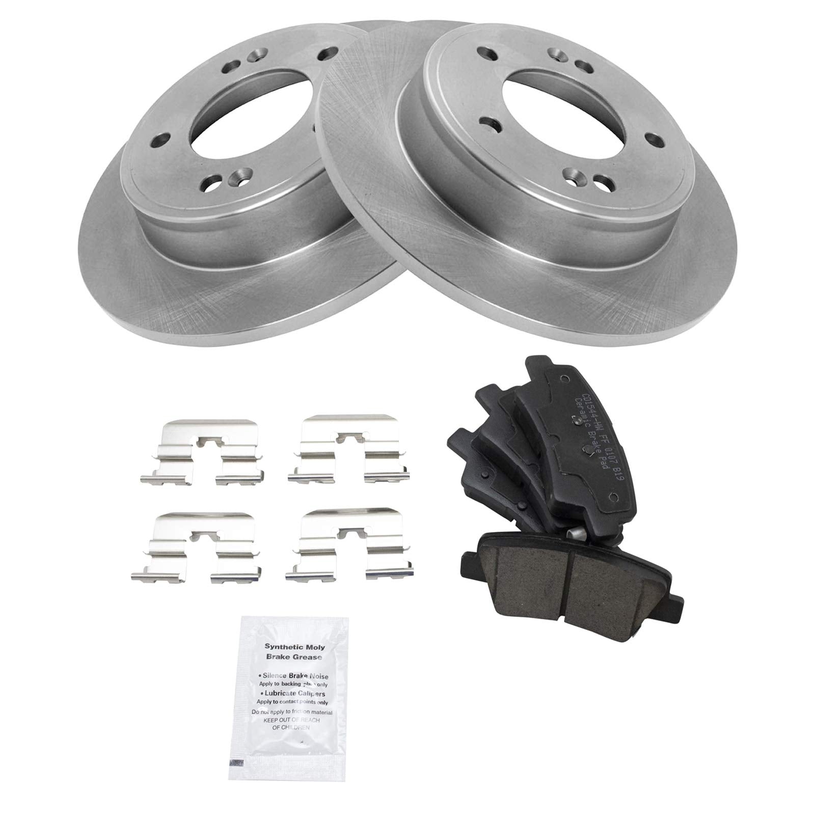 TRQ Rear Brake Pad & Rotor Kit Brake Pads Brake Rotor Ceramic Compatible with 2011-2016 Hyundai Elantra 2013-2014 Elantra Coupe 