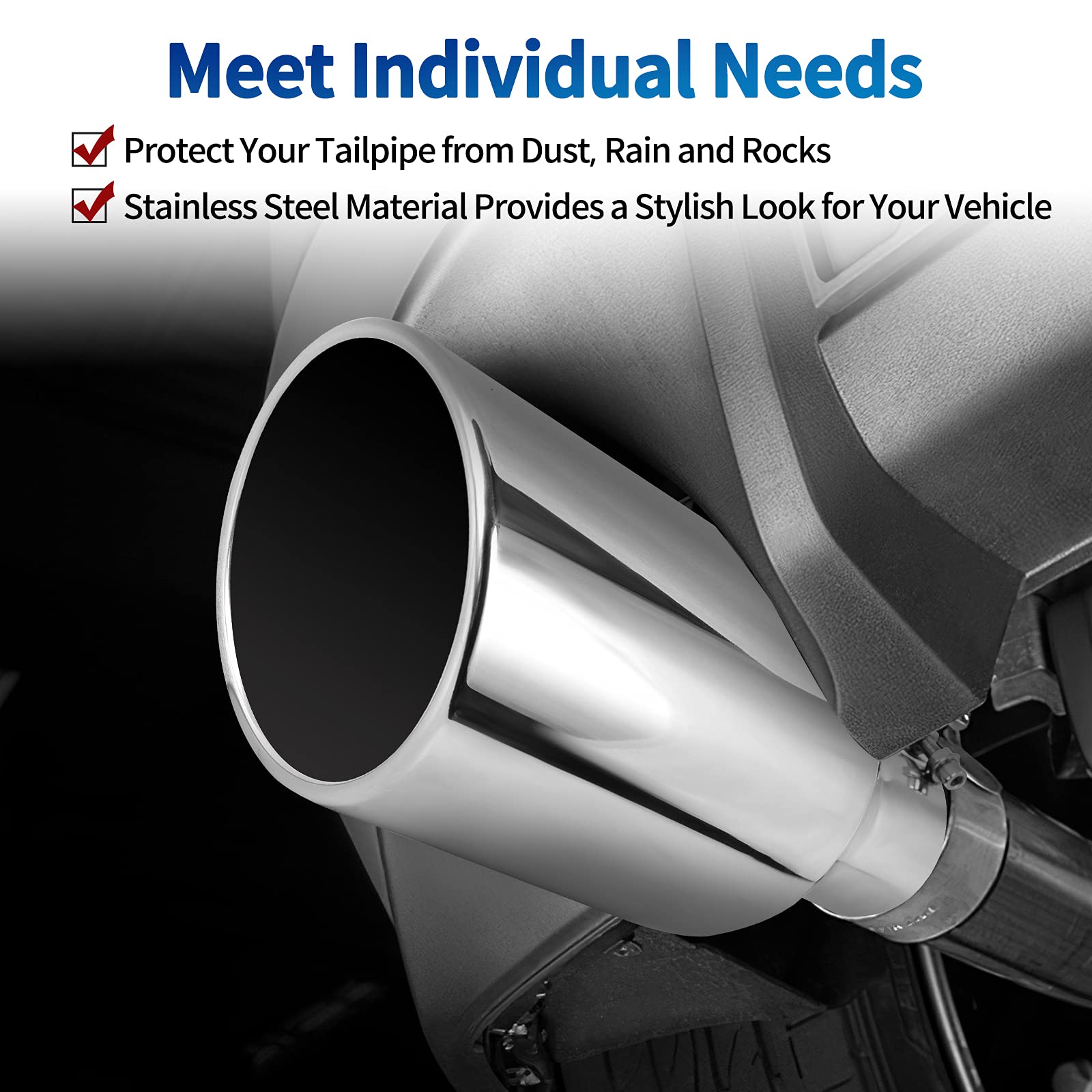 Autosaver88 3 Inch Inlet Exhaust Tip, 3 Inlet 6 Outlet 15 Long Exhaust Tip, Silver Stainless Steel Finish Tailpipe