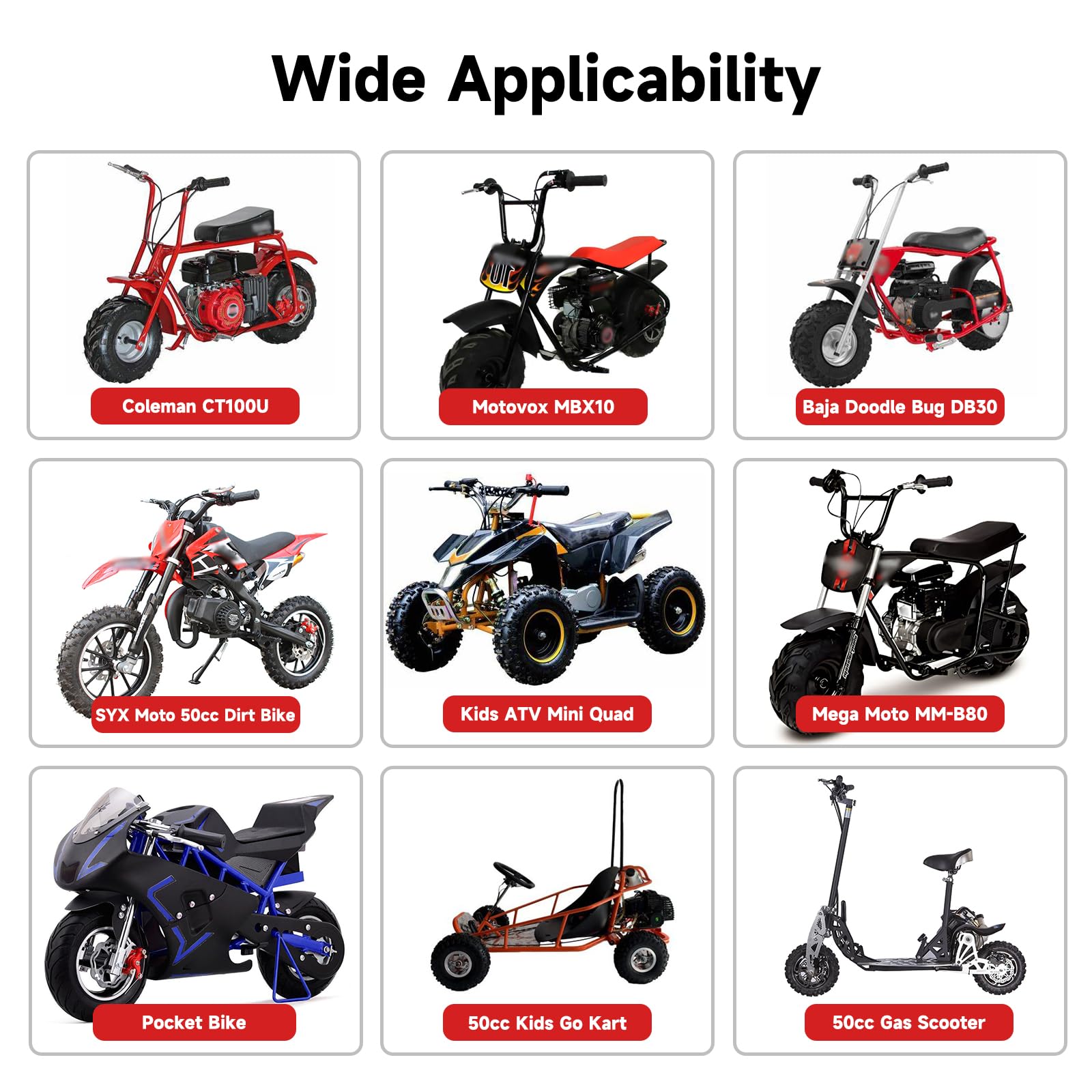 Fvrito Rear Brake Pads For Mini Bike 97Cc 79Cc 2.8Hp Coleman Ct100U Cc100X Motovox Mbx10 Baja Db30 Monster Moto Mmb80 Syx Moto 50Cc 2-Stroke 47Cc 49Cc Pocket Kids Pit Dirt Bike Mini Atv Quad Parts