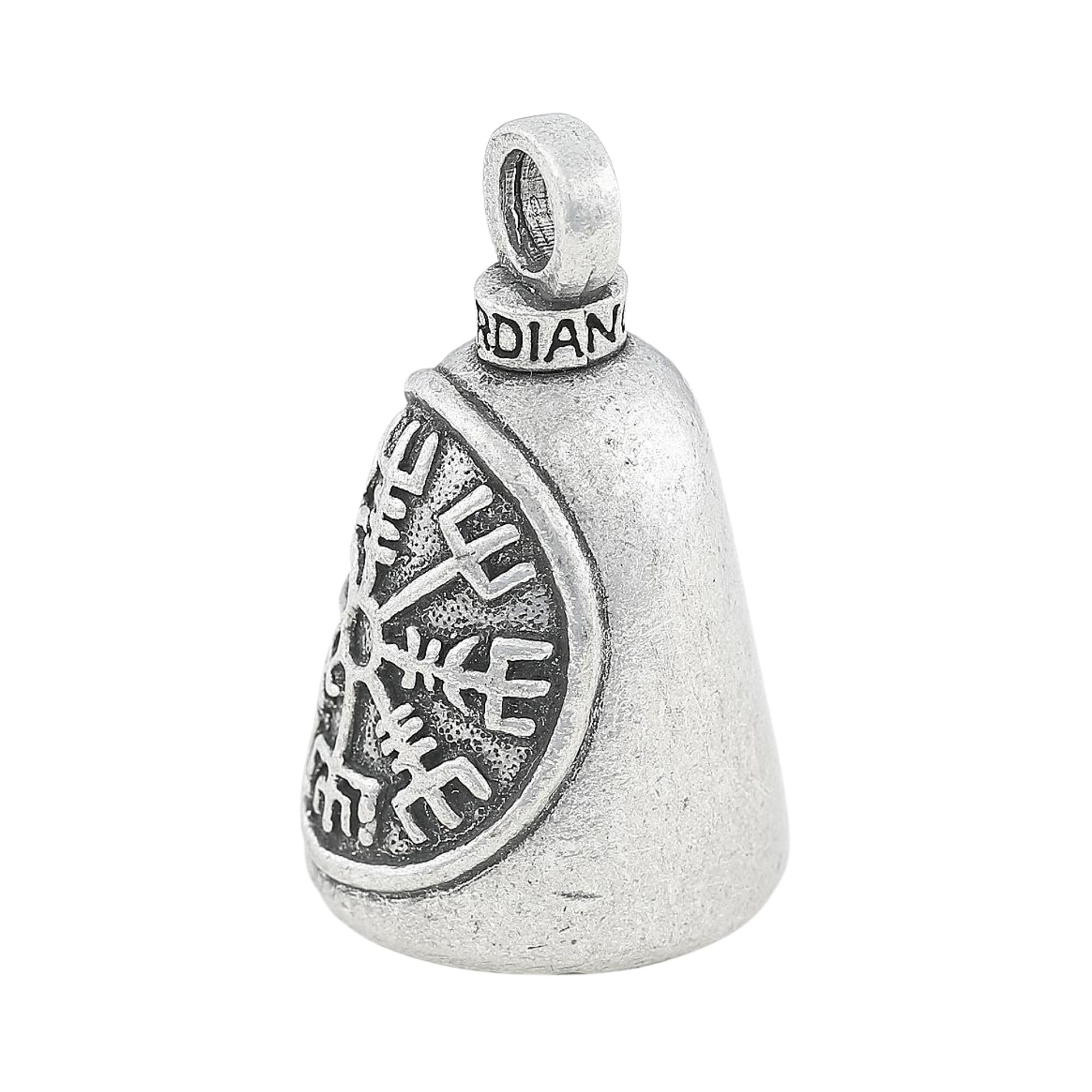 Guardian Bell Vegvisir Symbol Good Luck Bell w/Keyring & Black Velvet Gift Bag | Motorcycle Bell | Lead-Free Pewter | Good Luck