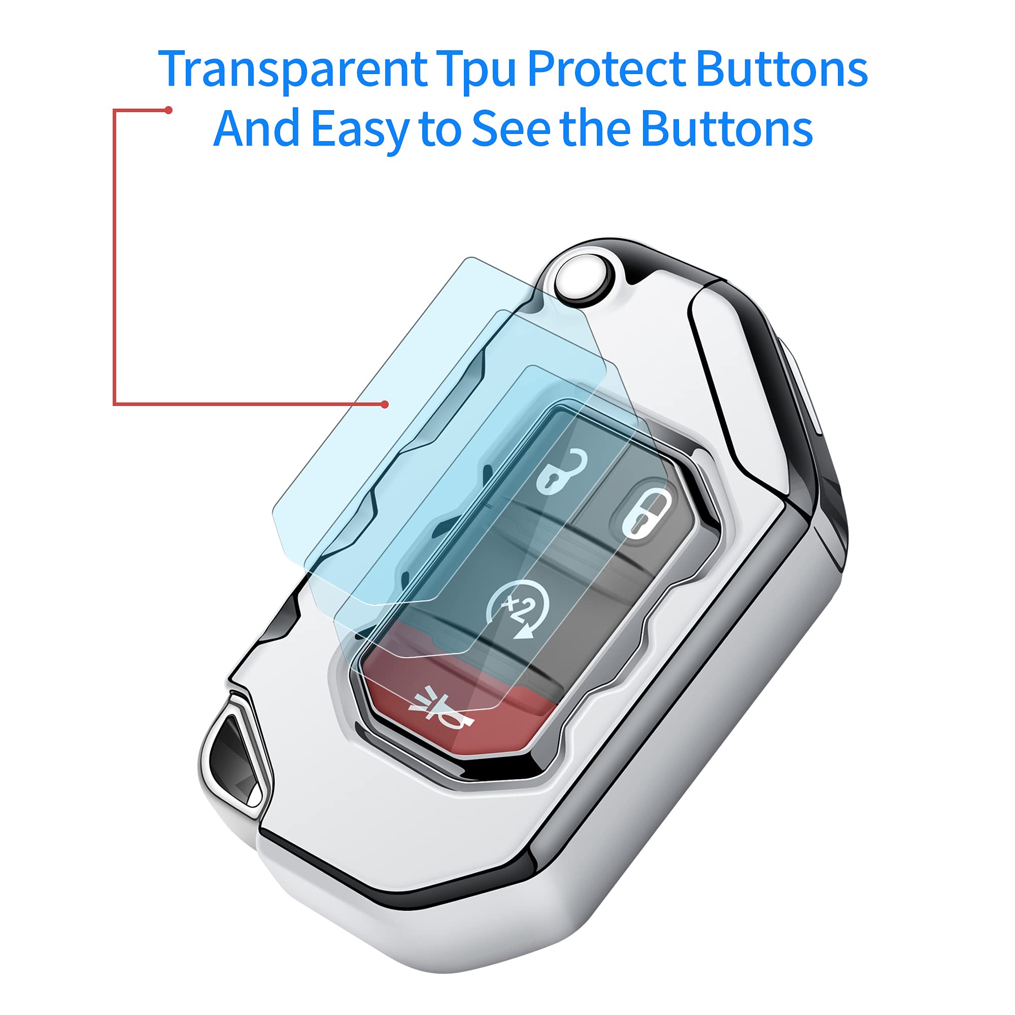 Tukellen For Jeep Key Fob Cover Premium Soft Full Protection Key Shell Key Case Compatible With Jeep 2020 2021 Gladiator Jt Sahara Jlu 2018-2021 Jeep Wrangler Jl Jlu Rubicon(Silver)