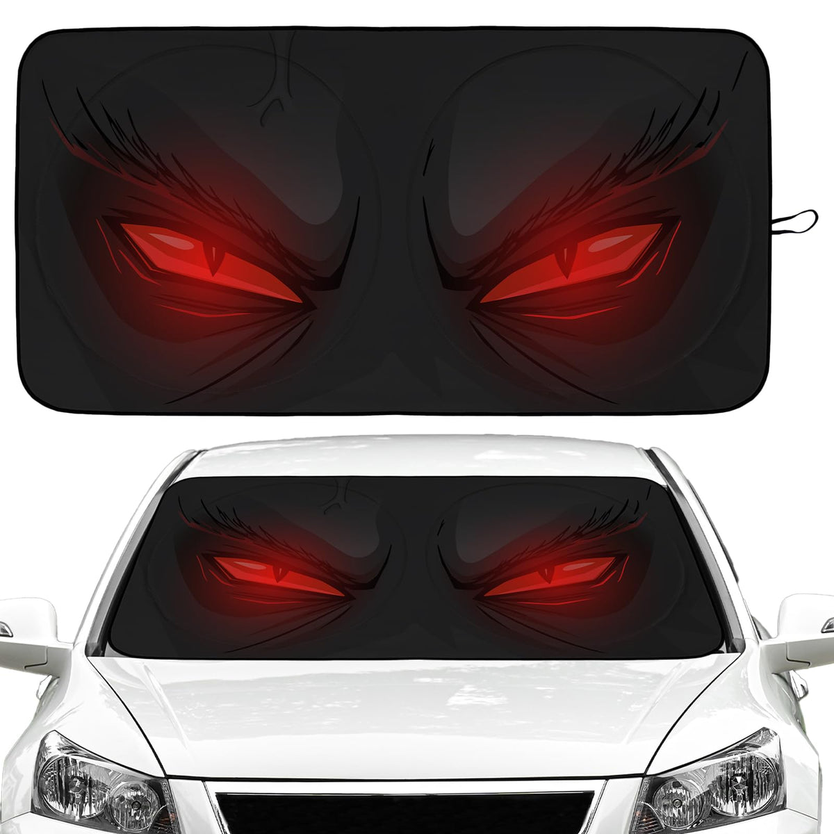 Red Eyes Car Windshield Sun Shade Foldable Sunshade Front Window Cover Sun Visor Protector Accessories for Truck SUV (59x27.5 in