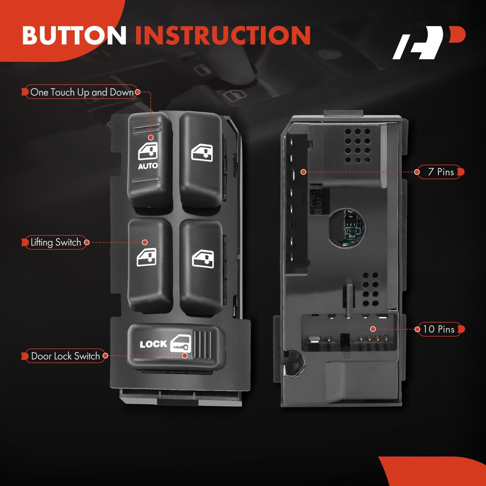 A-Premium Master Power Window Switch Compatible with Cadillac Escalade & Chevrolet Tahoe, Blazer & GMC Yukon, Jimmy & Oldsmobile