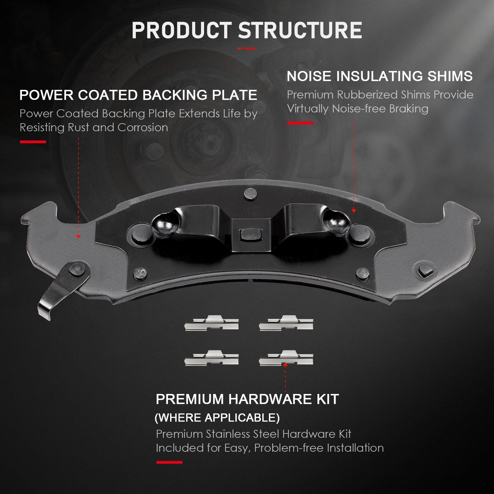 Cciyu D623 Front Ceramic Brake Pads Kits 4Pcs Fit For Buick Lesabre,Riviera,For Cadillac Deville,Seville,For Chevy Lumina Apv,Fo