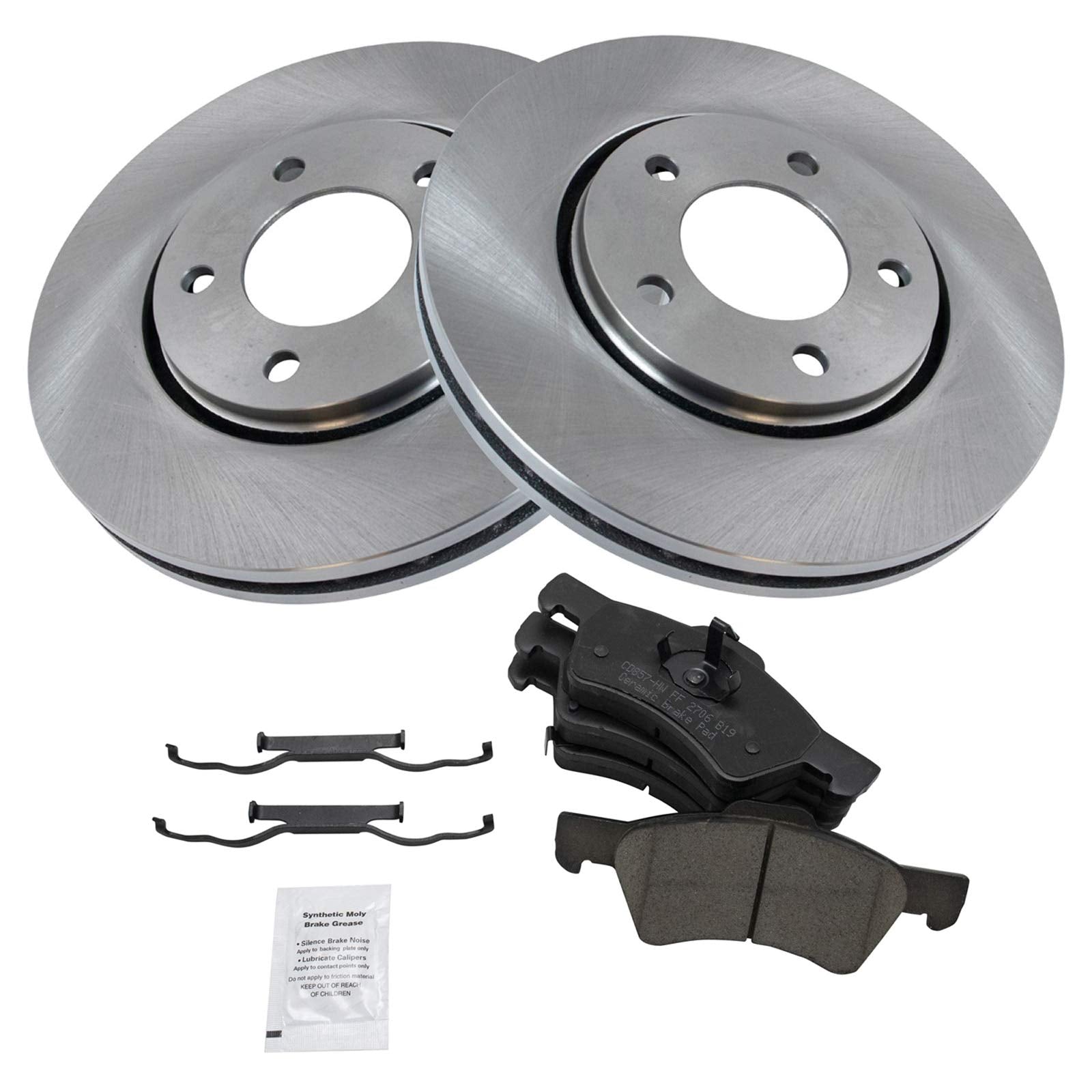 Trq Front Brake Pad & Rotor Kit Brake Pads Brake Rotor Ceramic Compatible With 2001-2007 Chrysler Town & Country Dodge Caravan G