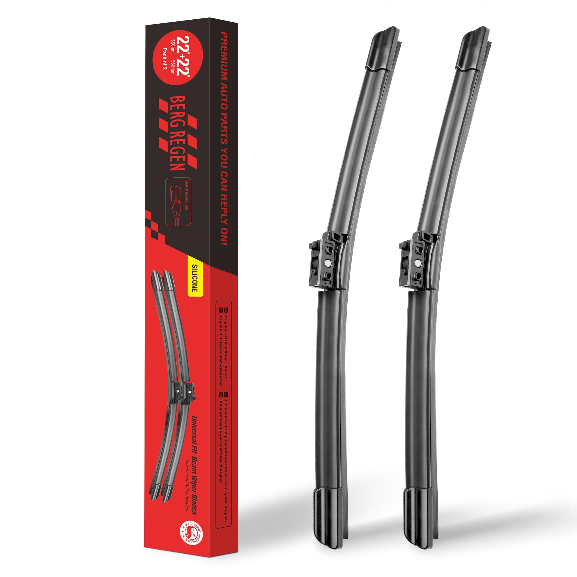 Berg Regen 22 Inch-2 Pack Silicone Windshield Wiper Blades Replacement For Mbz C300 C350E C43 C63 Glc43 Amg C63 Glc63 Amg S Mbz 